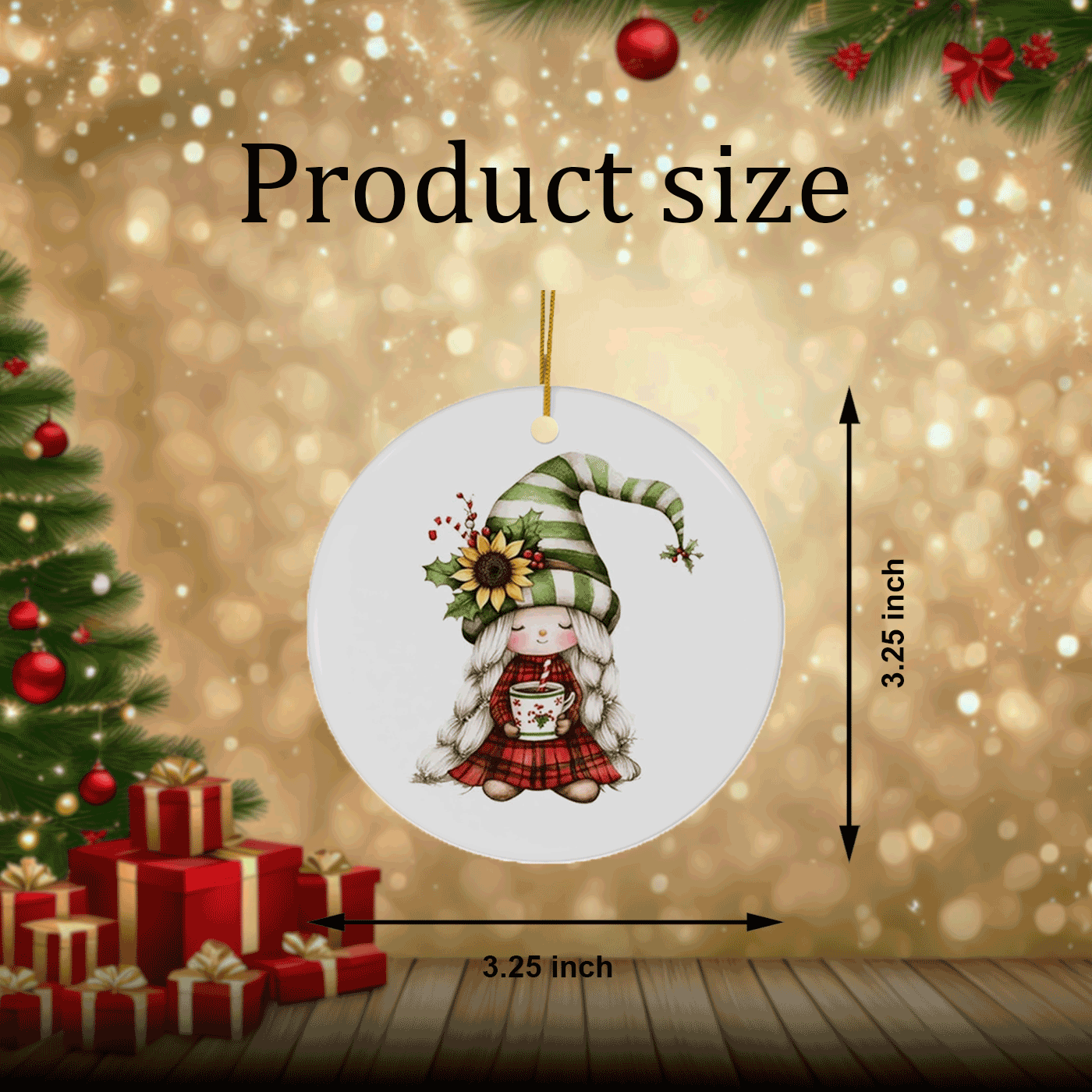 Adorable Christmas Gnome with Hot Cocoa | Festive Holiday Decor | Ceramic Ornament