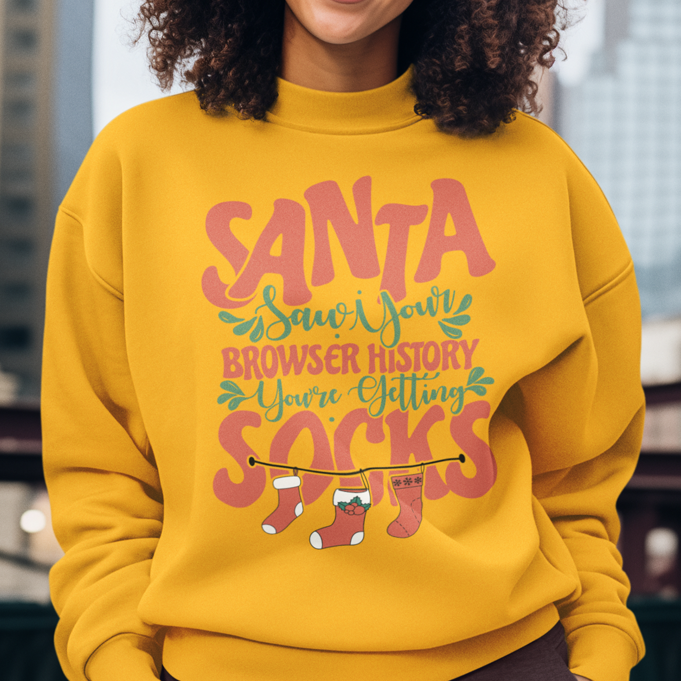 Santa Saw Your Browser History | Funny Christmas Sock | Unisex Crewneck Sweatshirts