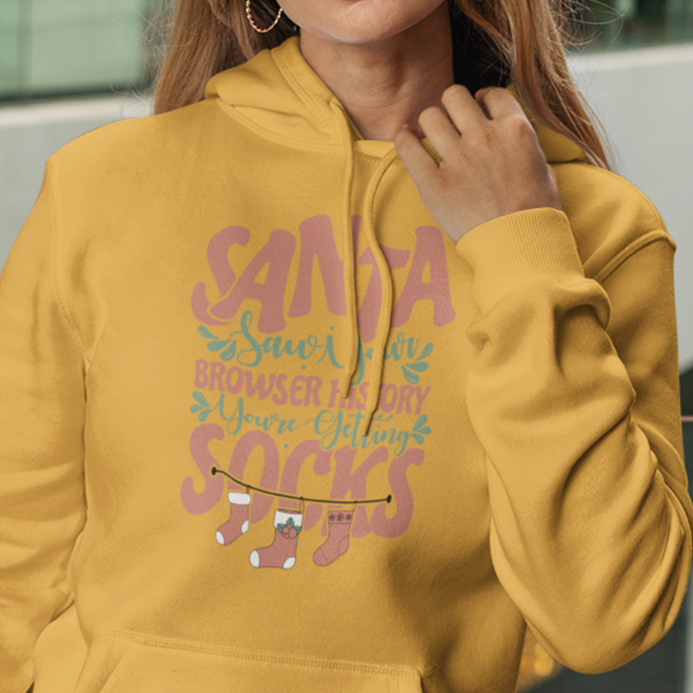 Santa Saw Your Browser History | Funny Christmas Sock | Unisex Hoodie