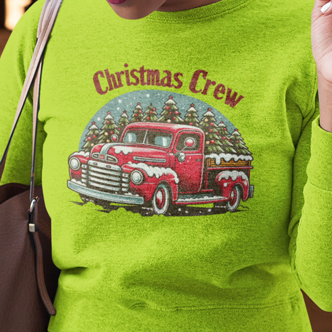 Christmas Crew | Classic Red Truck with Christmas Trees | Unisex Crewneck Sweatshirts