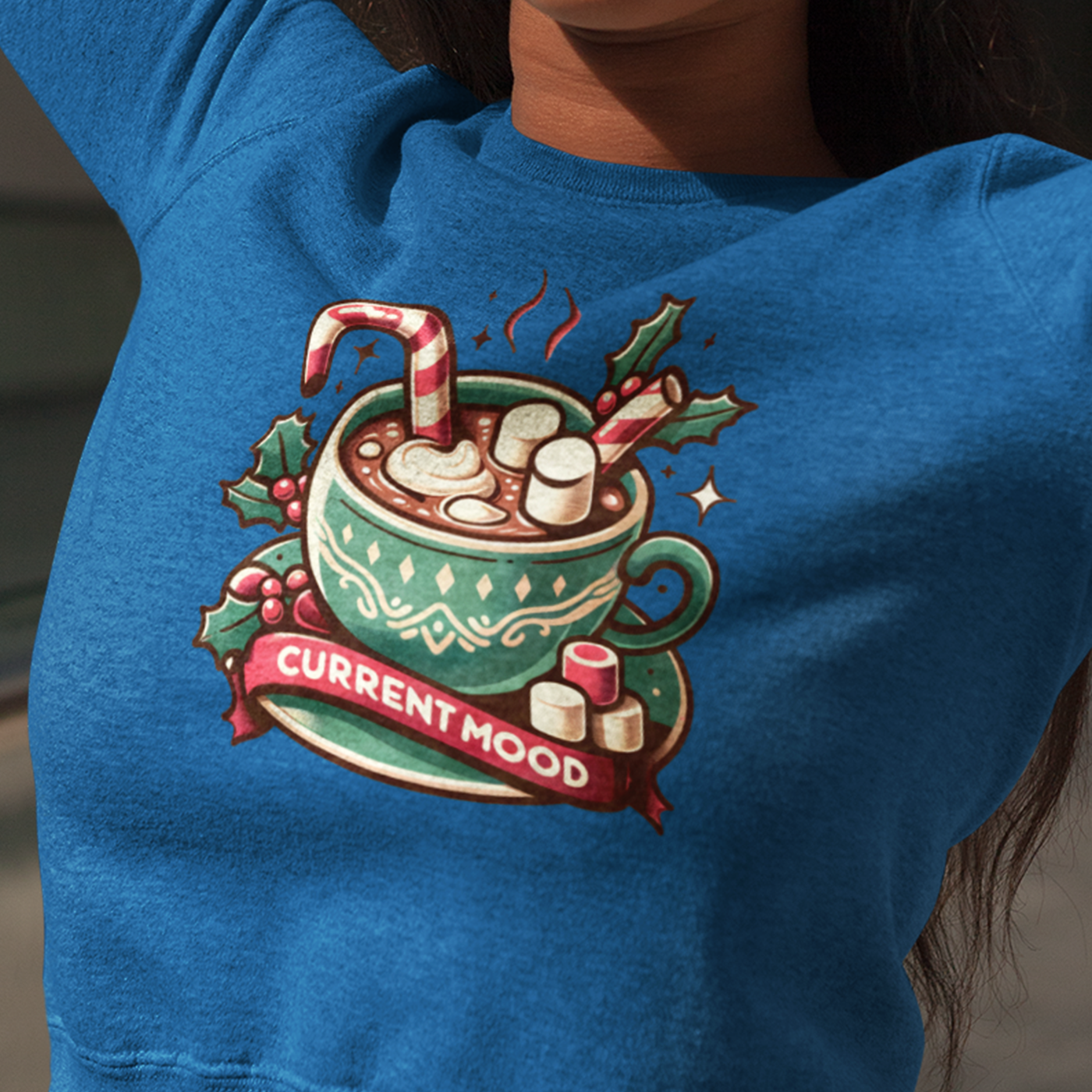 Current Mood - Festive Hot Cocoa Christmas | Unisex Crewneck Sweatshirts