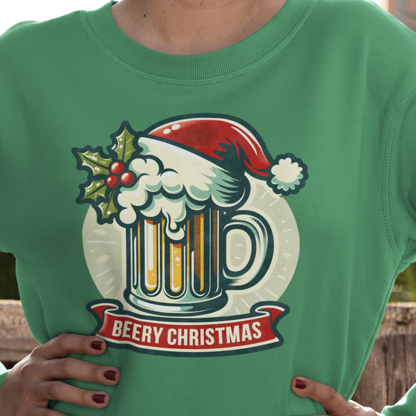 Beery Christmas | Fun Festive Beer | Unisex Crewneck Sweatshirts