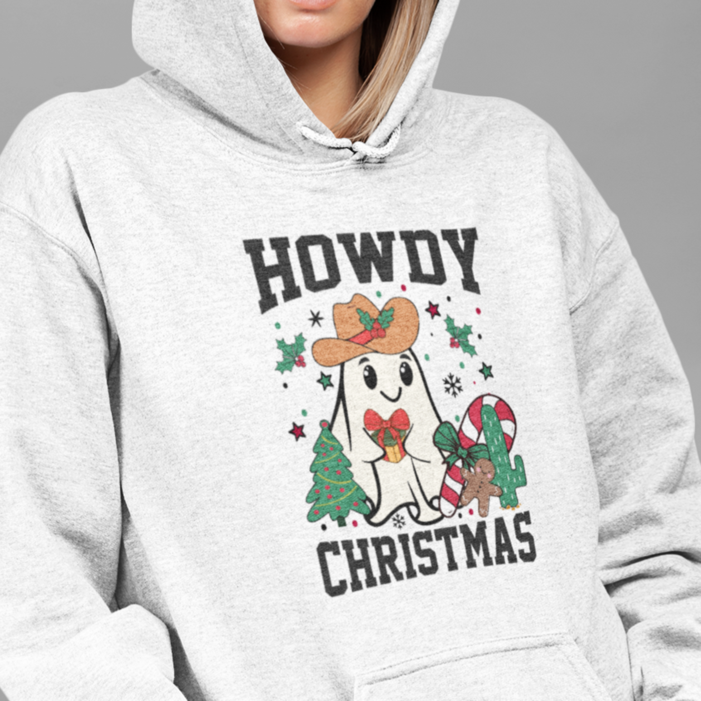 Howdy Christmas | Cute Cowboy Ghost Holiday | Unisex Hoodie
