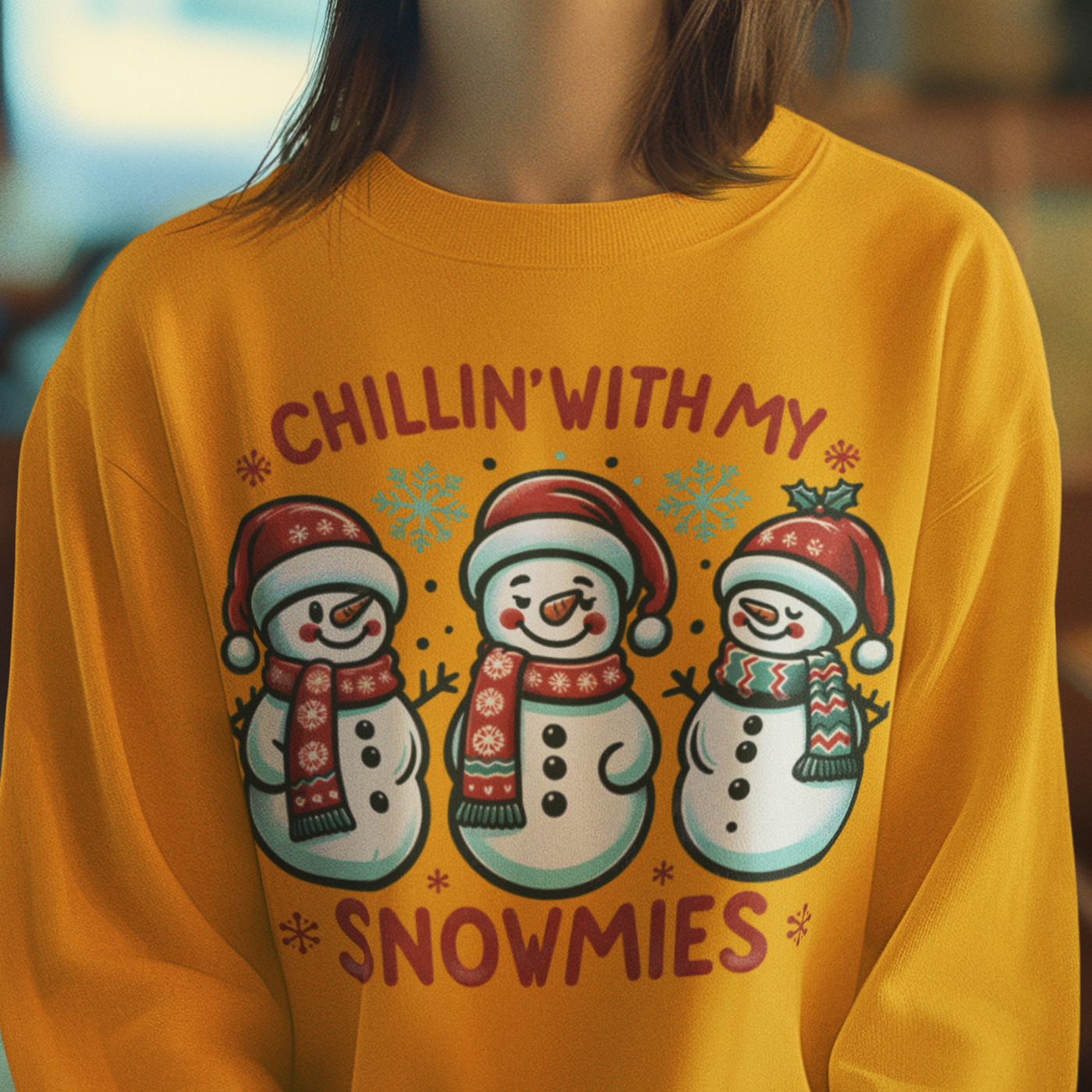 Chillin With My Snowmies | Cute Snowman Christmas | Unisex Crewneck Sweatshirts