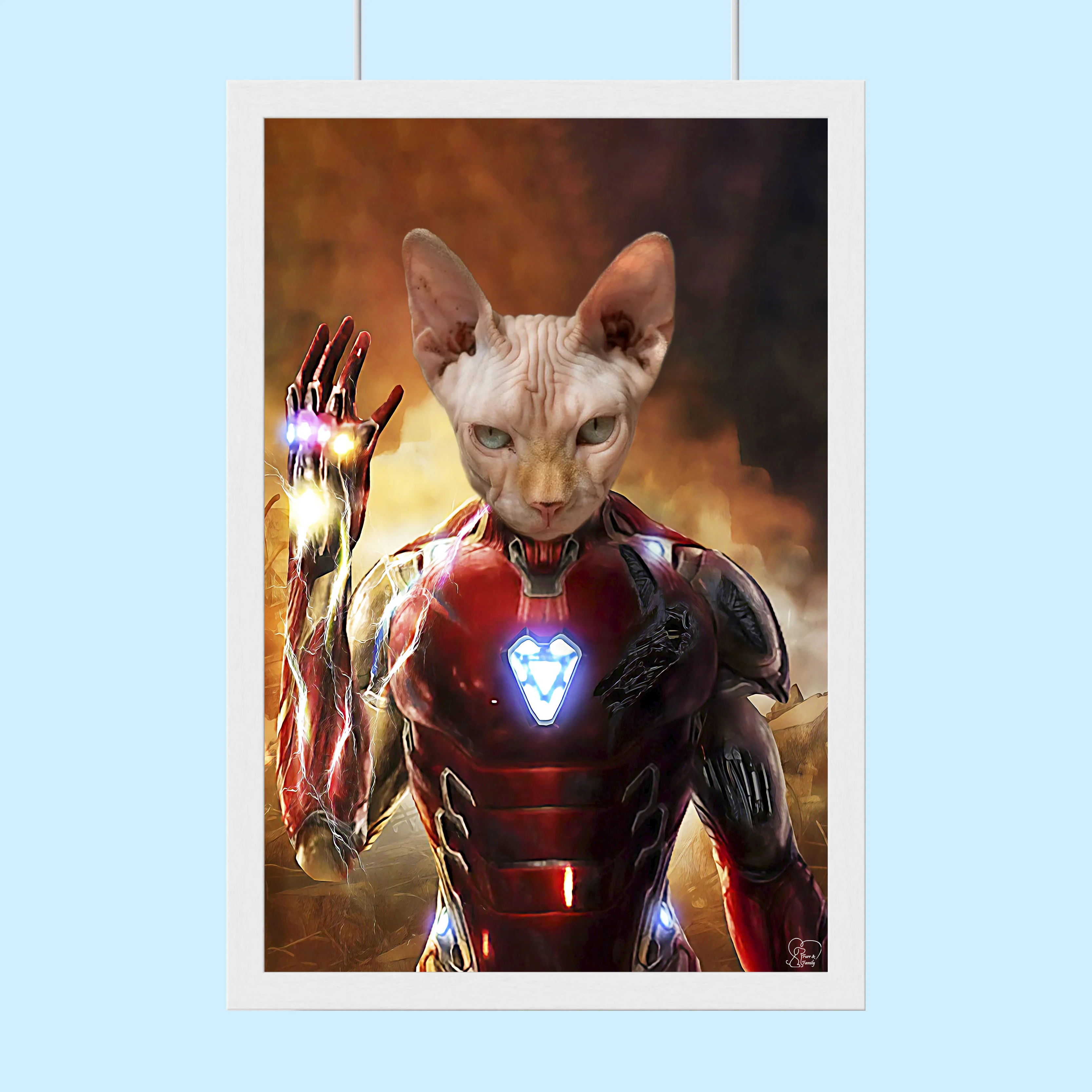Custom Pet Portrait in Iron Man Armor – Personalized Superhero Pet Art