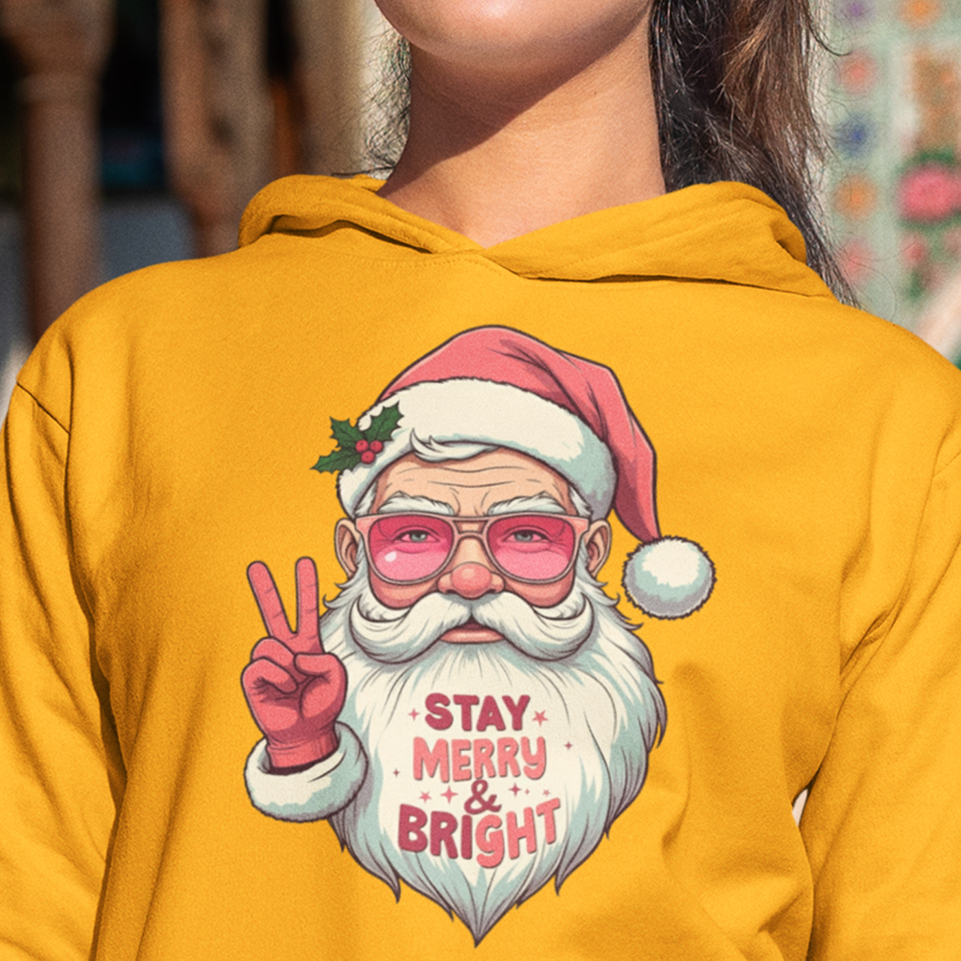 Stay Merry & Bright | Cool Santa Christmas | Unisex Hoodie