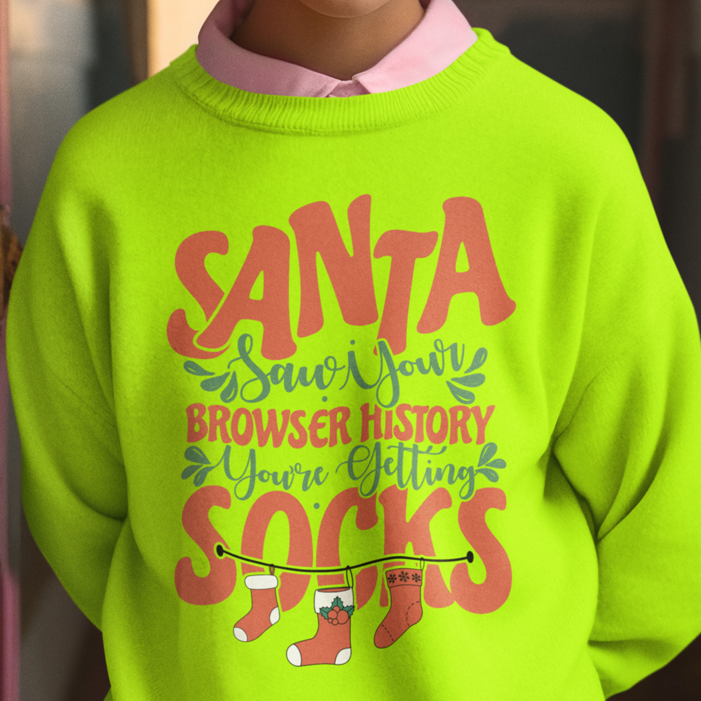 Santa Saw Your Browser History | Funny Christmas Sock | Unisex Crewneck Sweatshirts