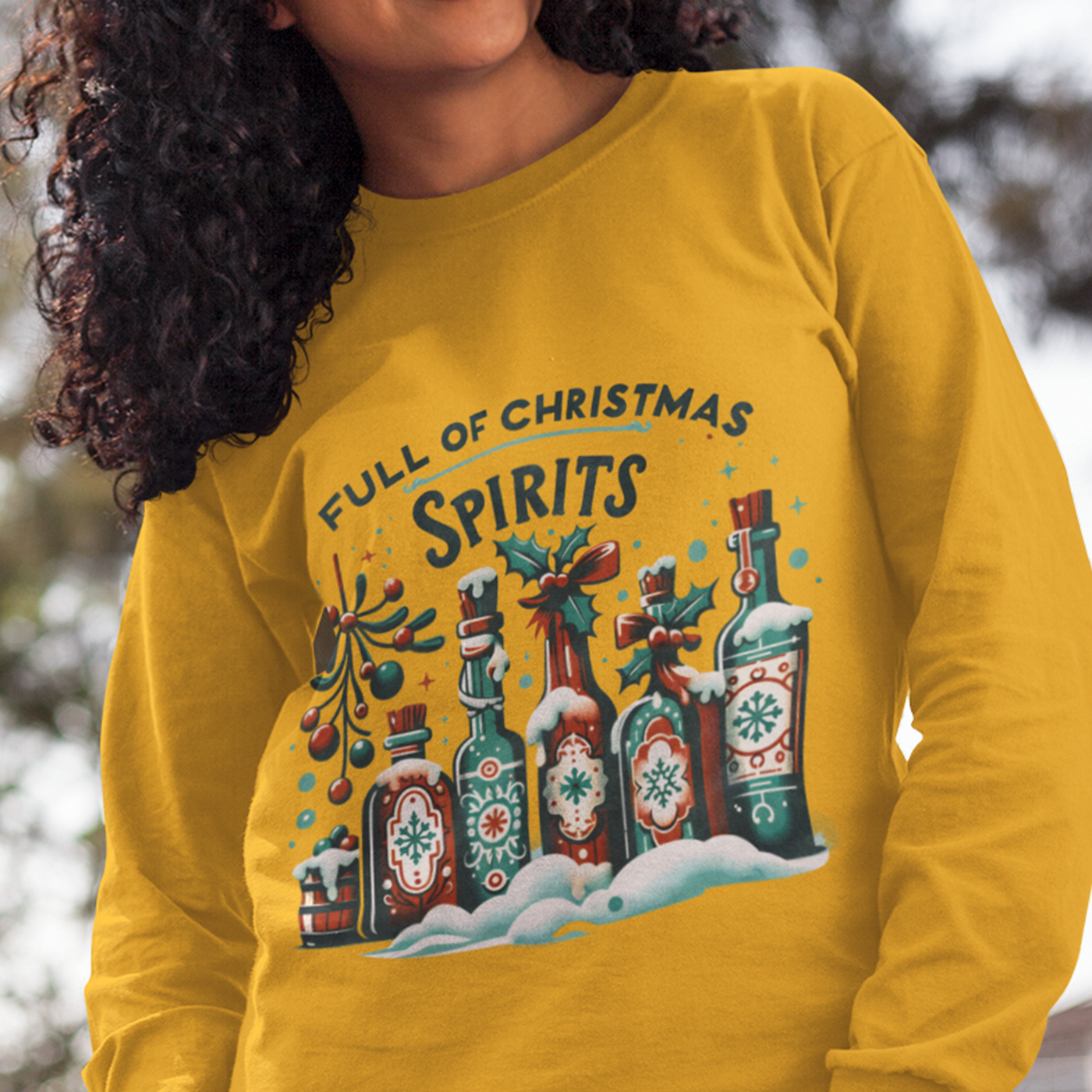 Full of Christmas Spirits | Festive Holiday Bottles | Unisex Crewneck Sweatshirts