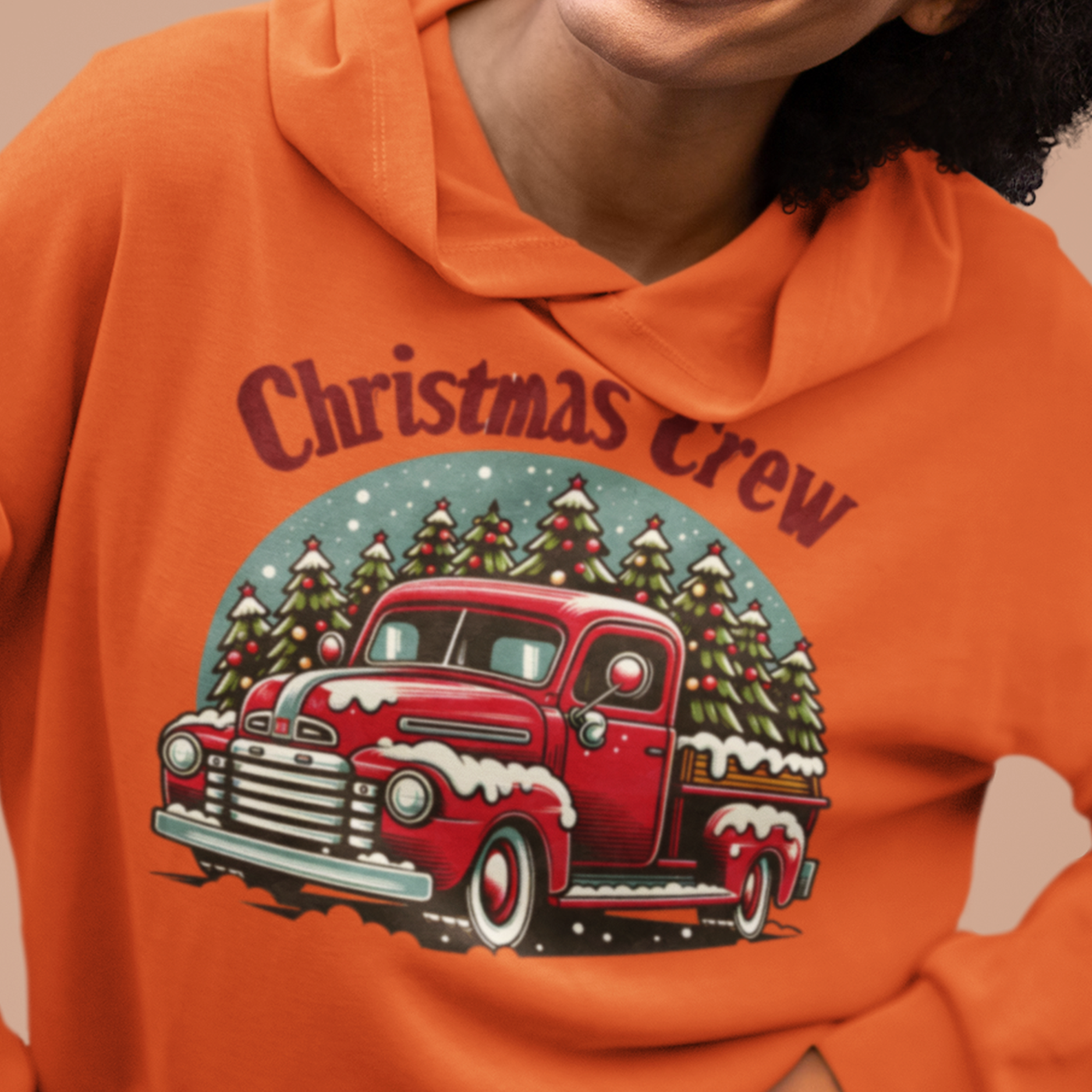 Christmas Crew | Classic Red Truck with Christmas Trees | Unisex Hoodie