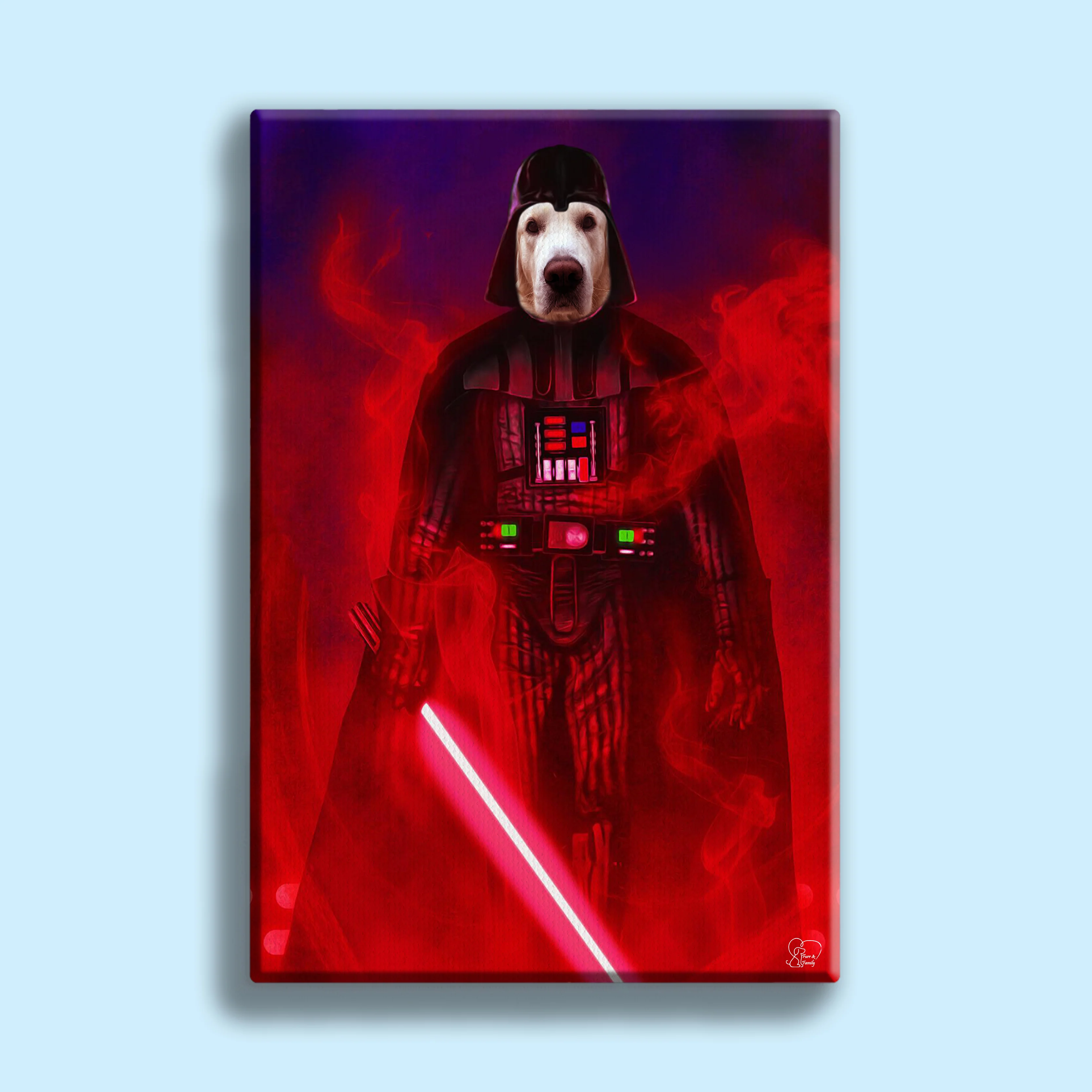 Custom Pet Portrait in Darth Vader Costume – Personalized Star Wars - Themed Pet Art
