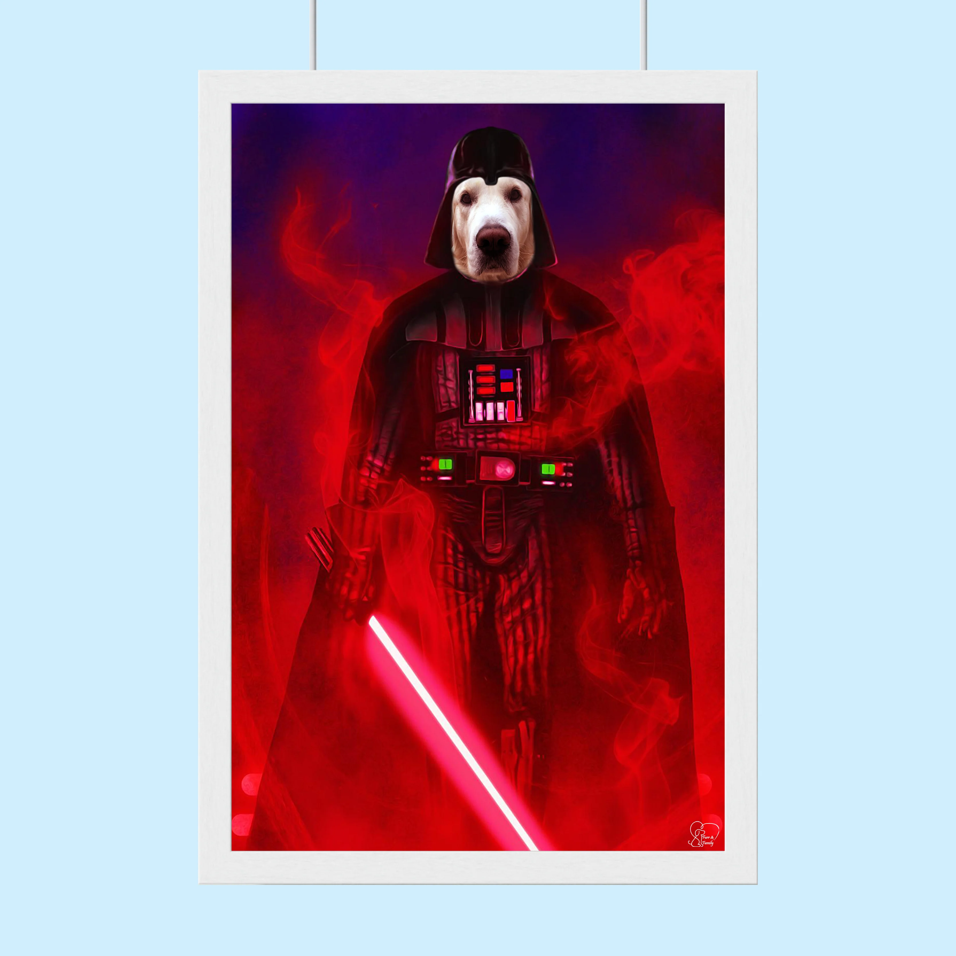 Custom Pet Portrait in Darth Vader Costume – Personalized Star Wars - Themed Pet Art