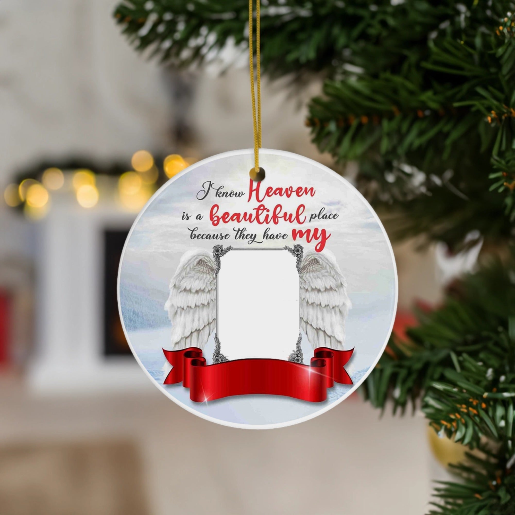 Angel Wings Memorial | "Heaven is a Beautiful Place | Christmas | Ceramic Ornament