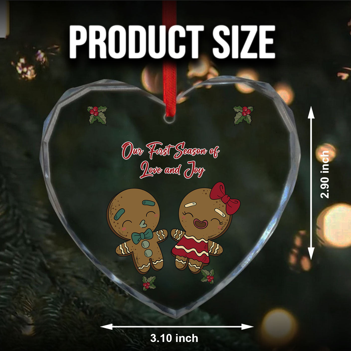 Our First Christmas of Love and Joy | Gingerbread Couple | Glass Ornament