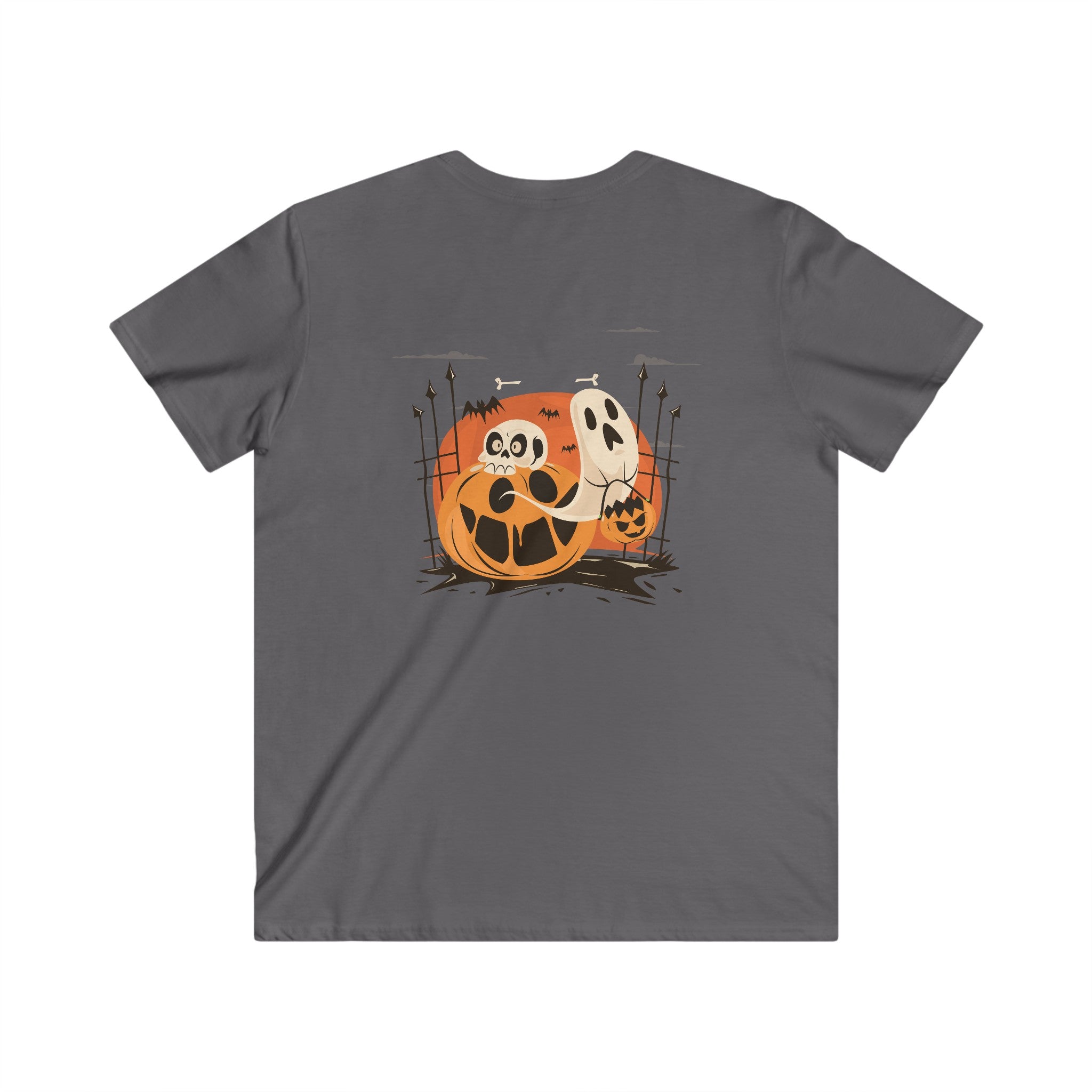 Halloween with Pumpkins | Men's Fitted V-Neck Short Sleeve Tee