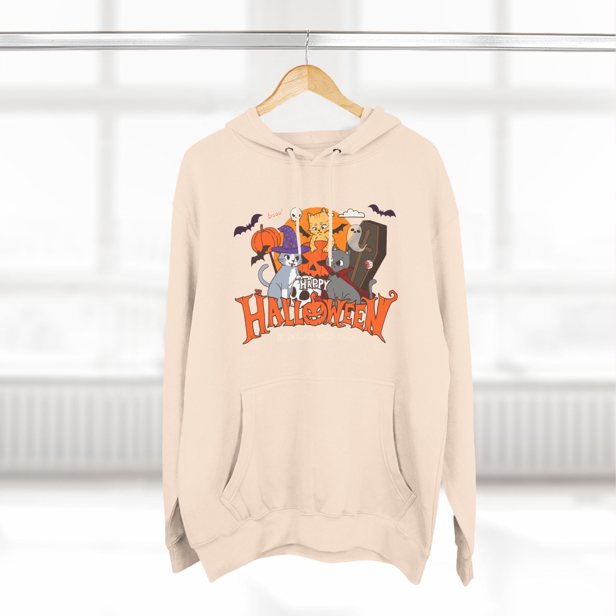 Halloween is Better with Cats | Three-Panel Fleece Hoodie