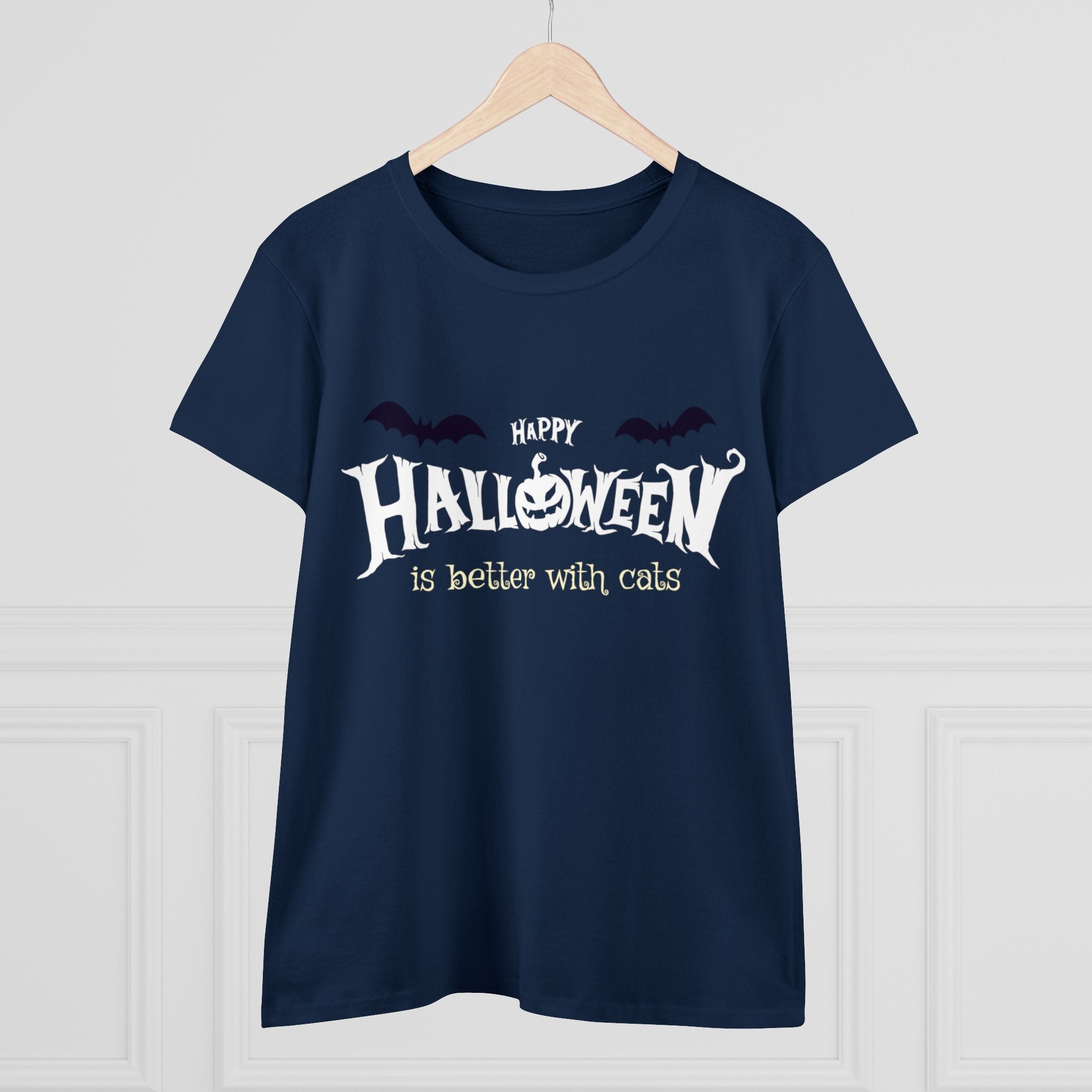Halloween with Witch's Cats | Women's Midweight Cotton Tee