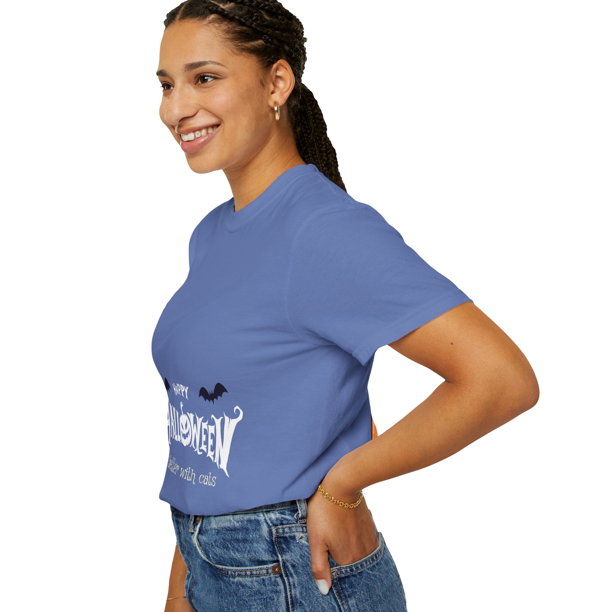 Halloween with Witch's Cats | Unisex Garment-Dyed T-shirt