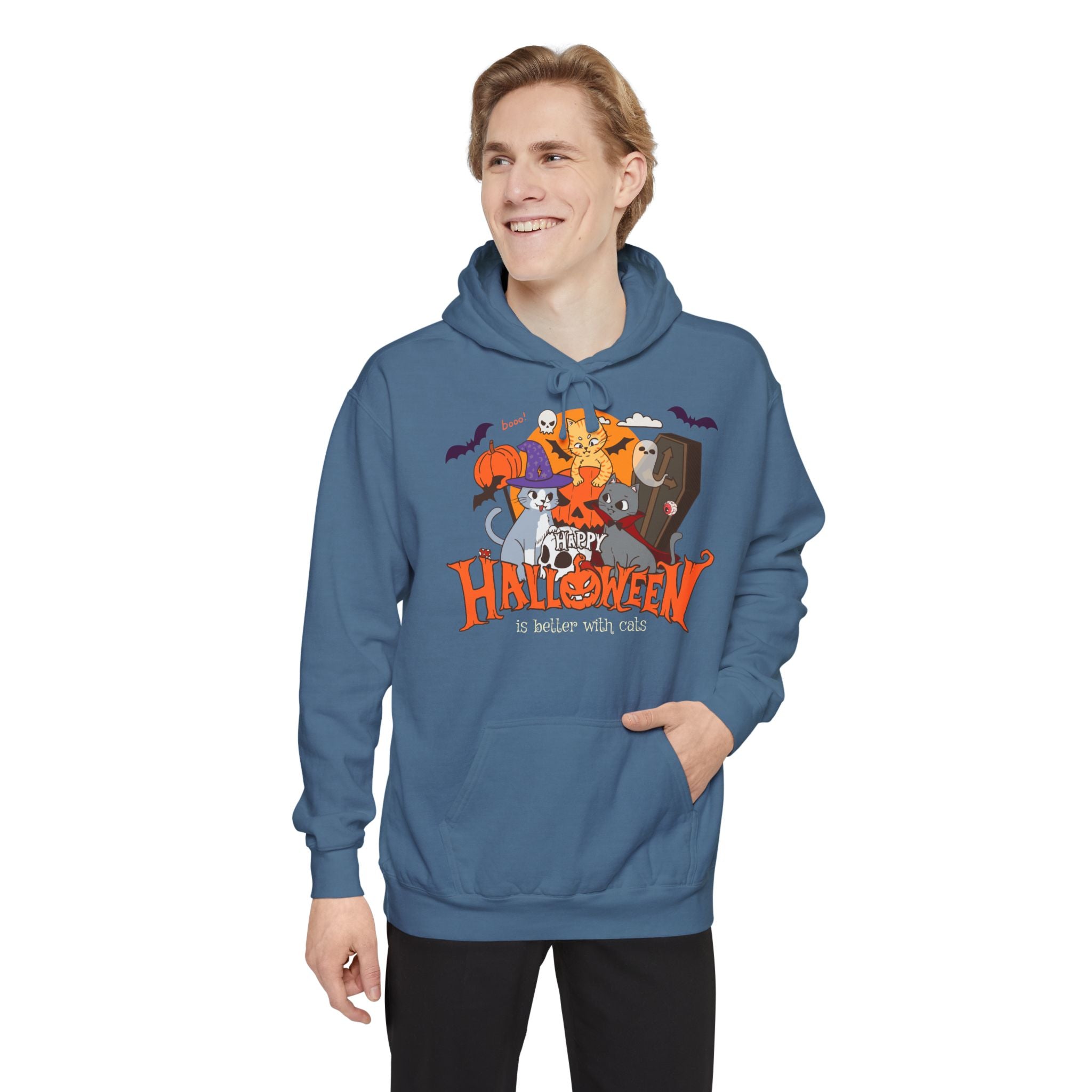 Halloween is Better with Cats | Unisex Garment-Dyed Hoodie