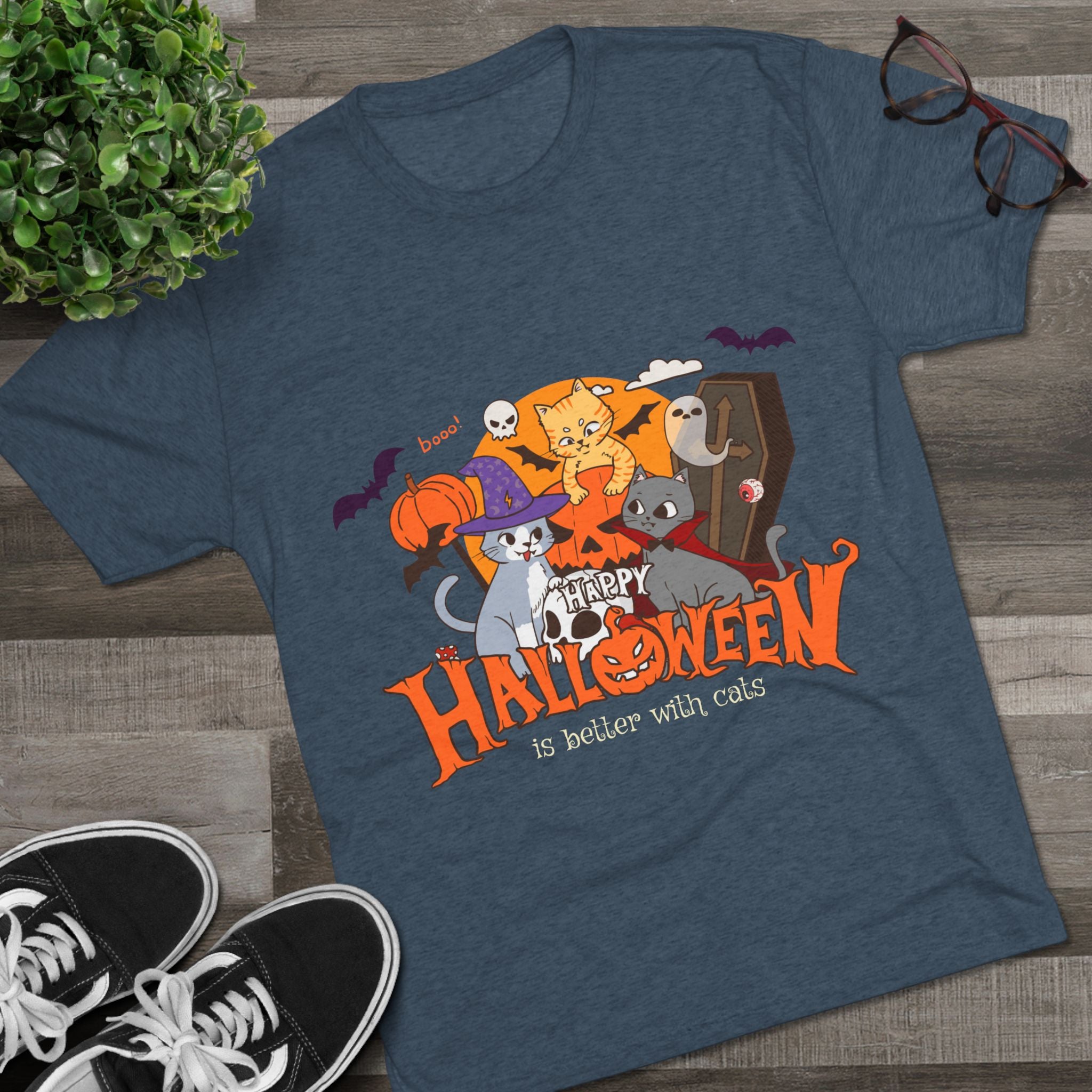 Halloween is Better with Cats | Unisex Tri-Blend Crew Tee