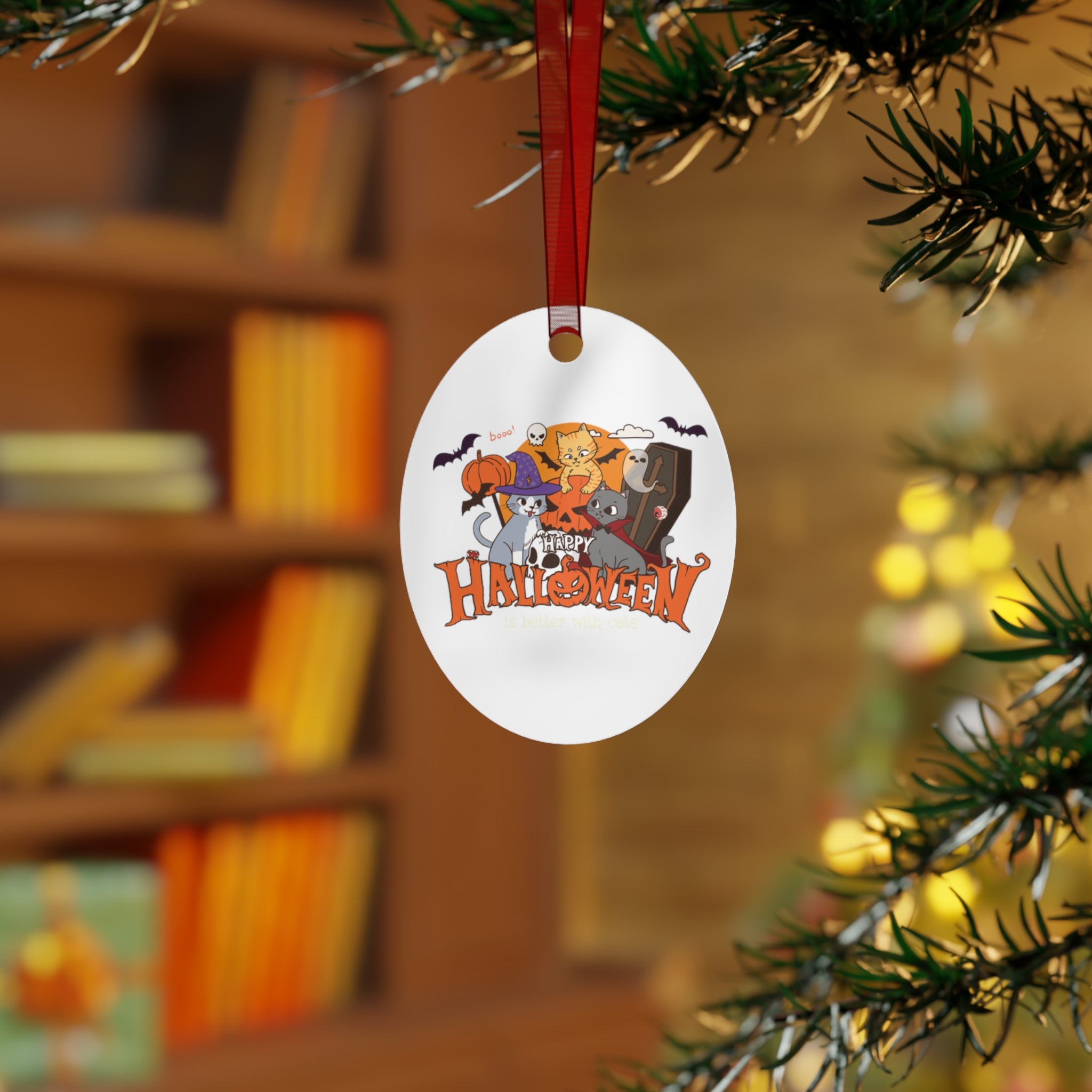 Halloween is Better with Cats | Metal Ornaments