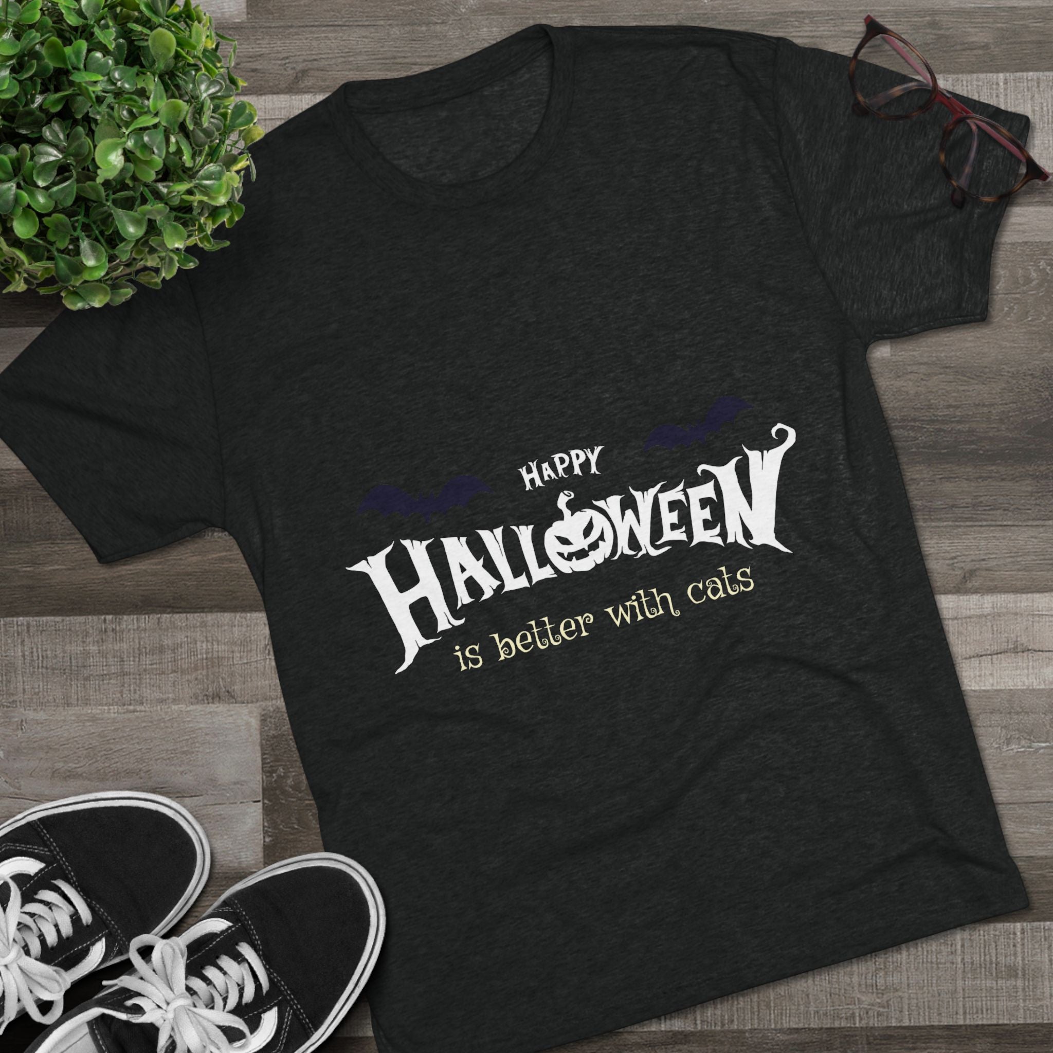Halloween with Witch's Cats | Unisex Tri-Blend Crew Tee