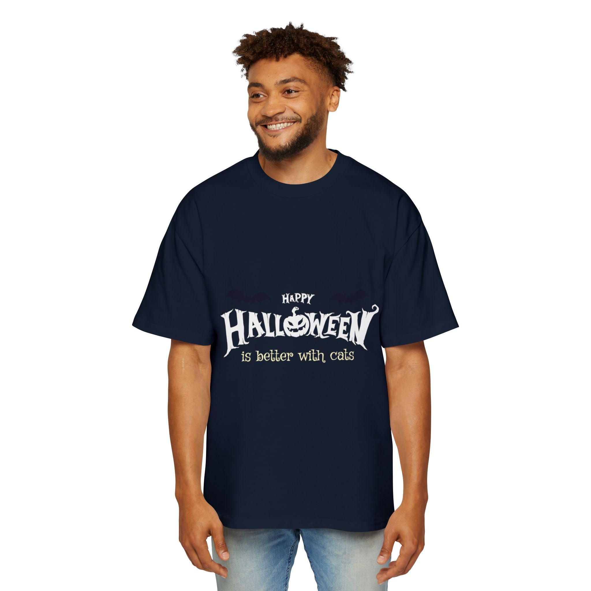 Halloween with Witch's Cats | Men's Heavy Oversized Tee