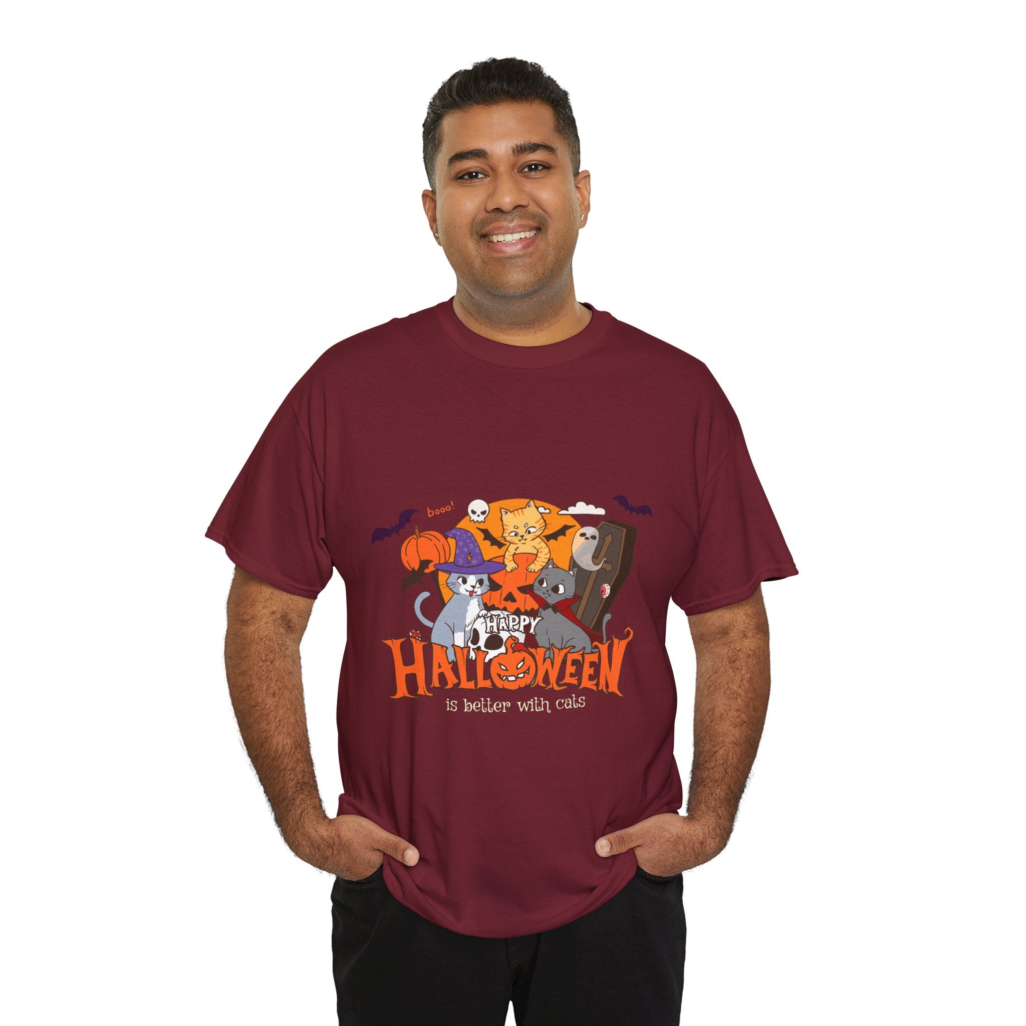 Halloween is Better with Cats | Unisex Heavy Cotton Tee