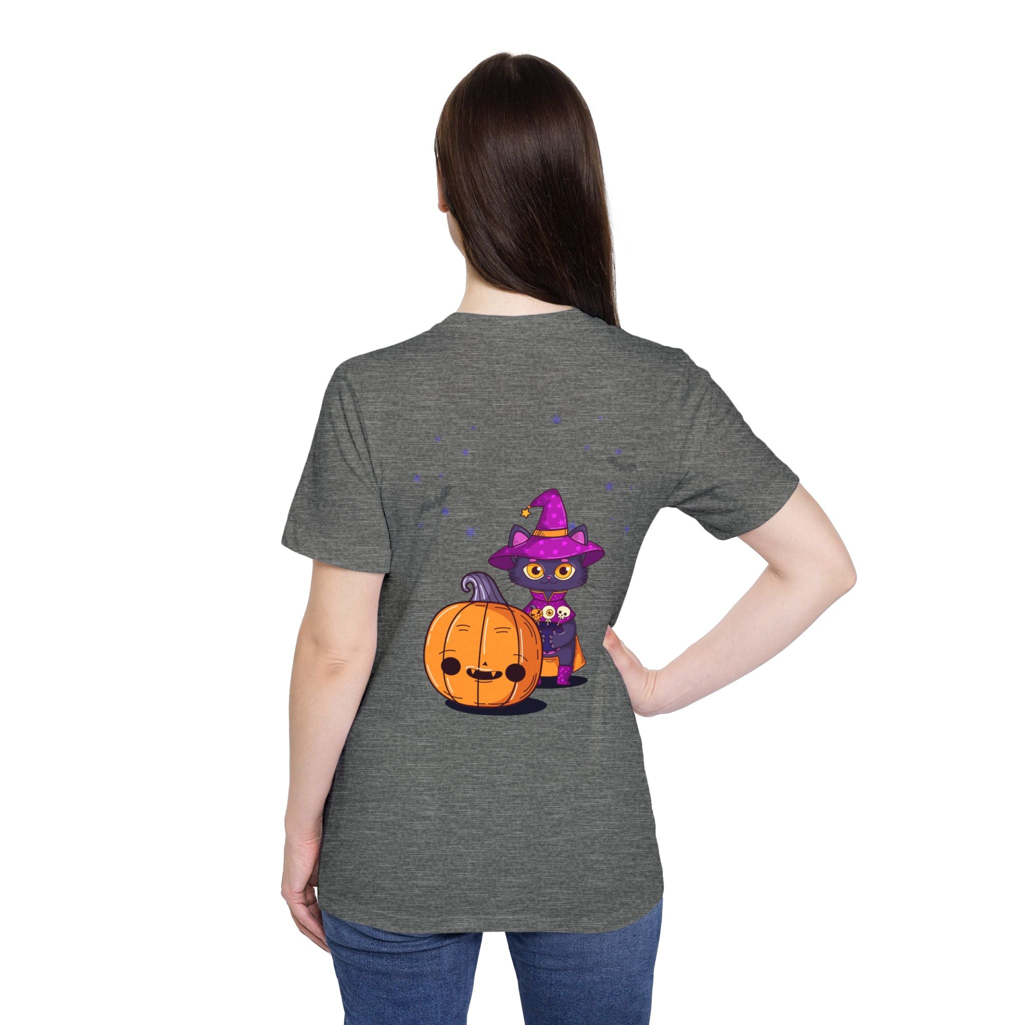 Halloween with Witch's Cats | USA-Made Unisex Short-Sleeve Jersey T-Shirt
