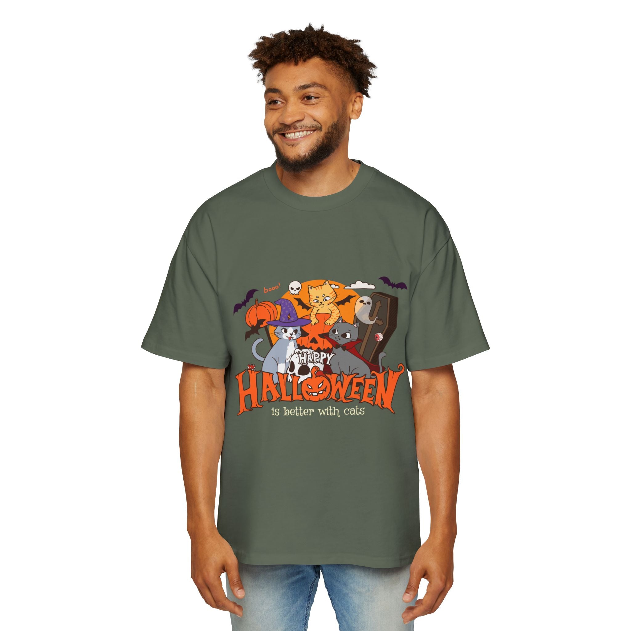 Halloween is Better with Cats | Men's Heavy Oversized Tee