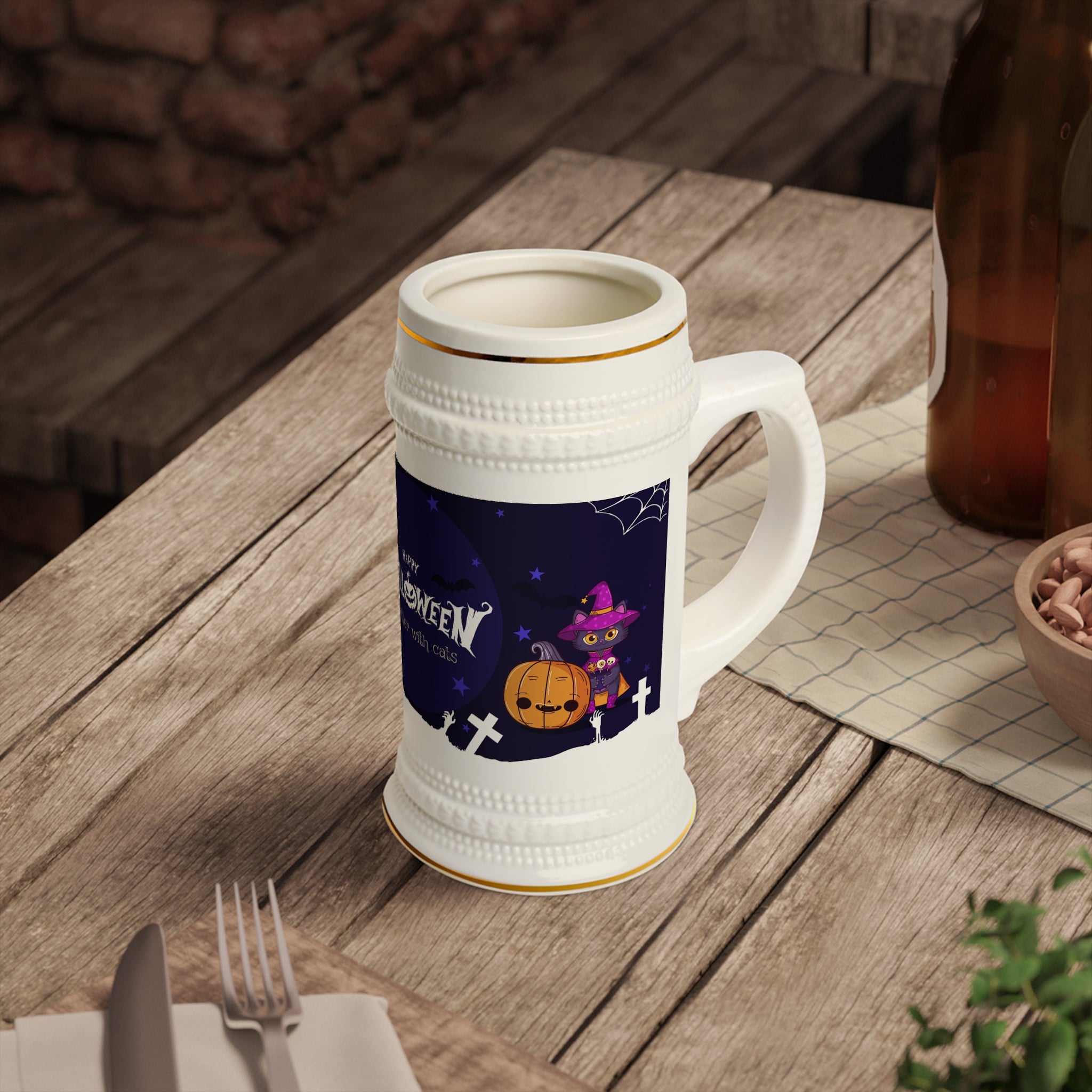 Happy Halloween with Witch's Cats | Beer Stein Mug