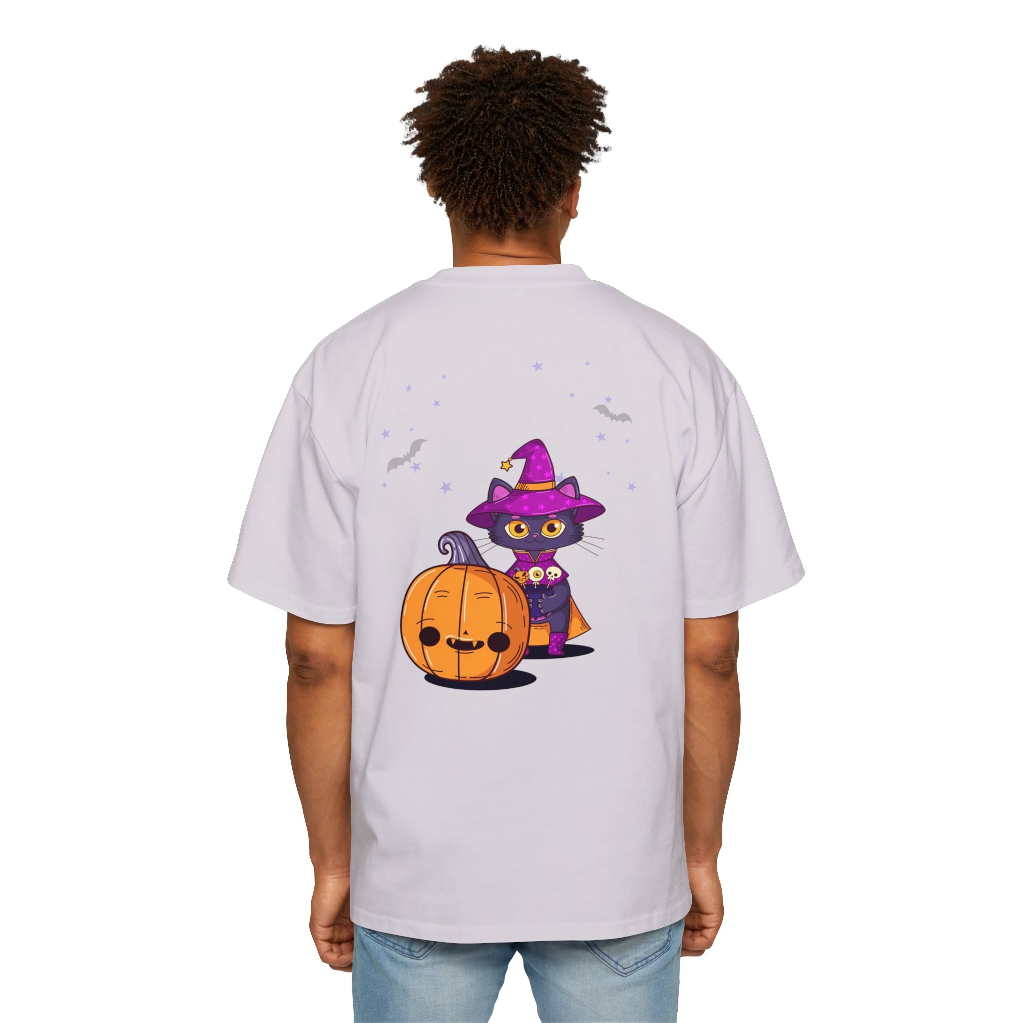 Halloween with Witch's Cats | Men's Heavy Oversized Tee