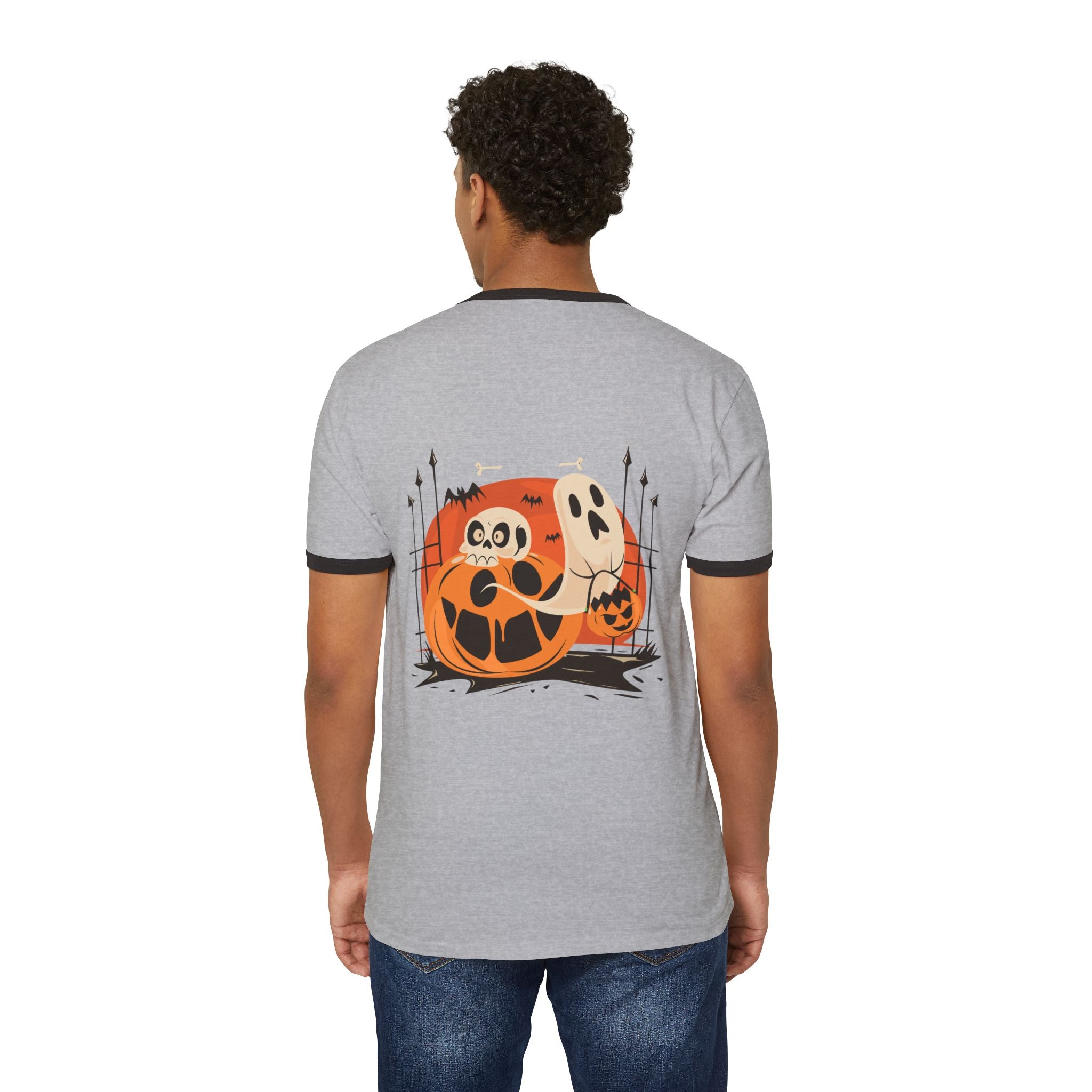 Halloween with Pumpkins | Unisex Cotton Ringer T-Shirt