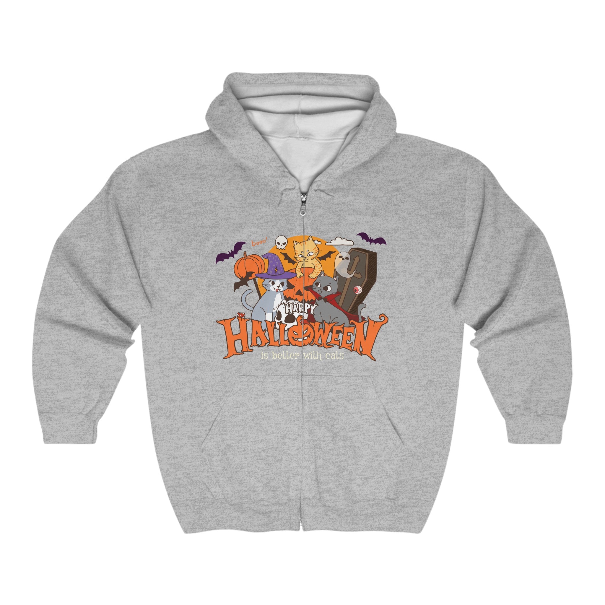Halloween is Better with Cats | Unisex Heavy Blend Full Zip Hooded Sweatshirt