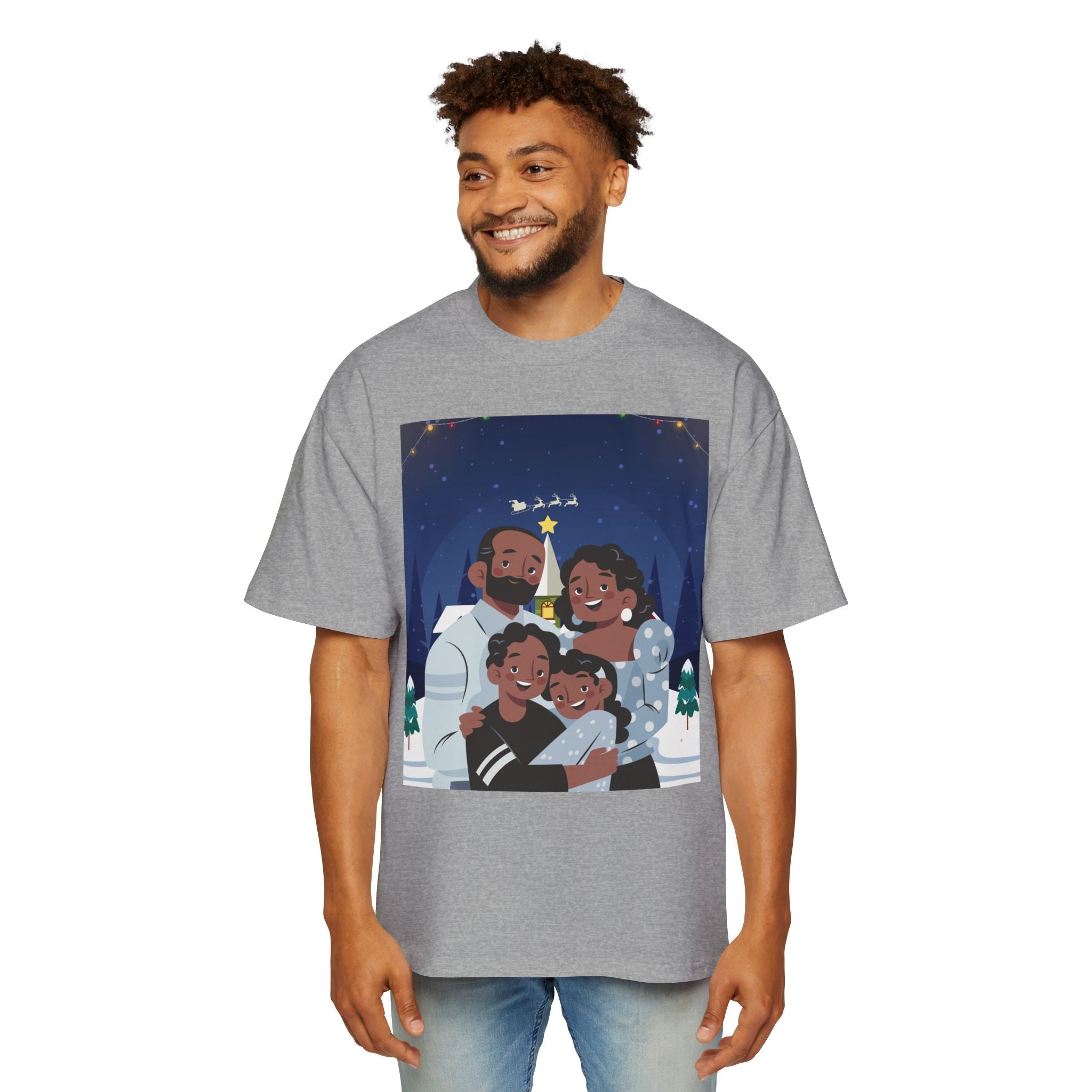 Happy Christmas Family | Men's Heavy Oversized Tee