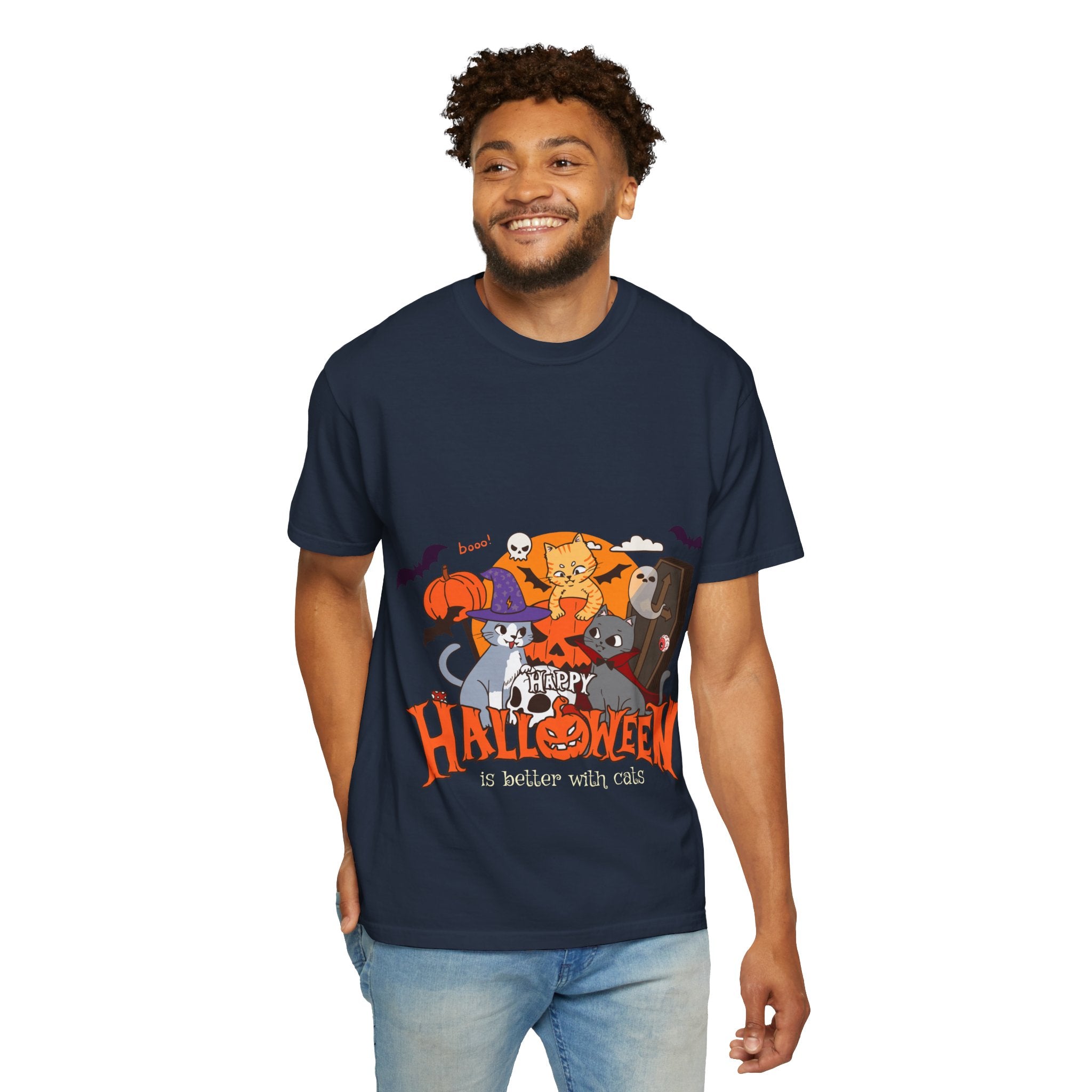Halloween is Better with Cats | Unisex Garment-Dyed T-shirt