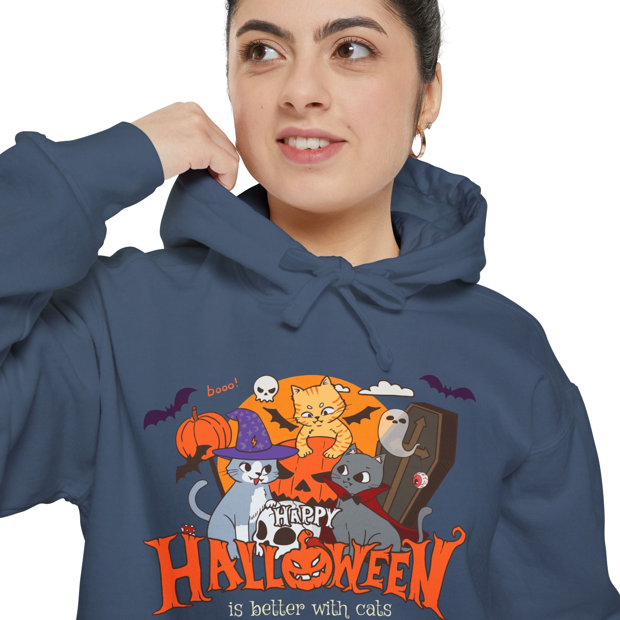 Halloween is Better with Cats | Unisex Garment-Dyed Hoodie