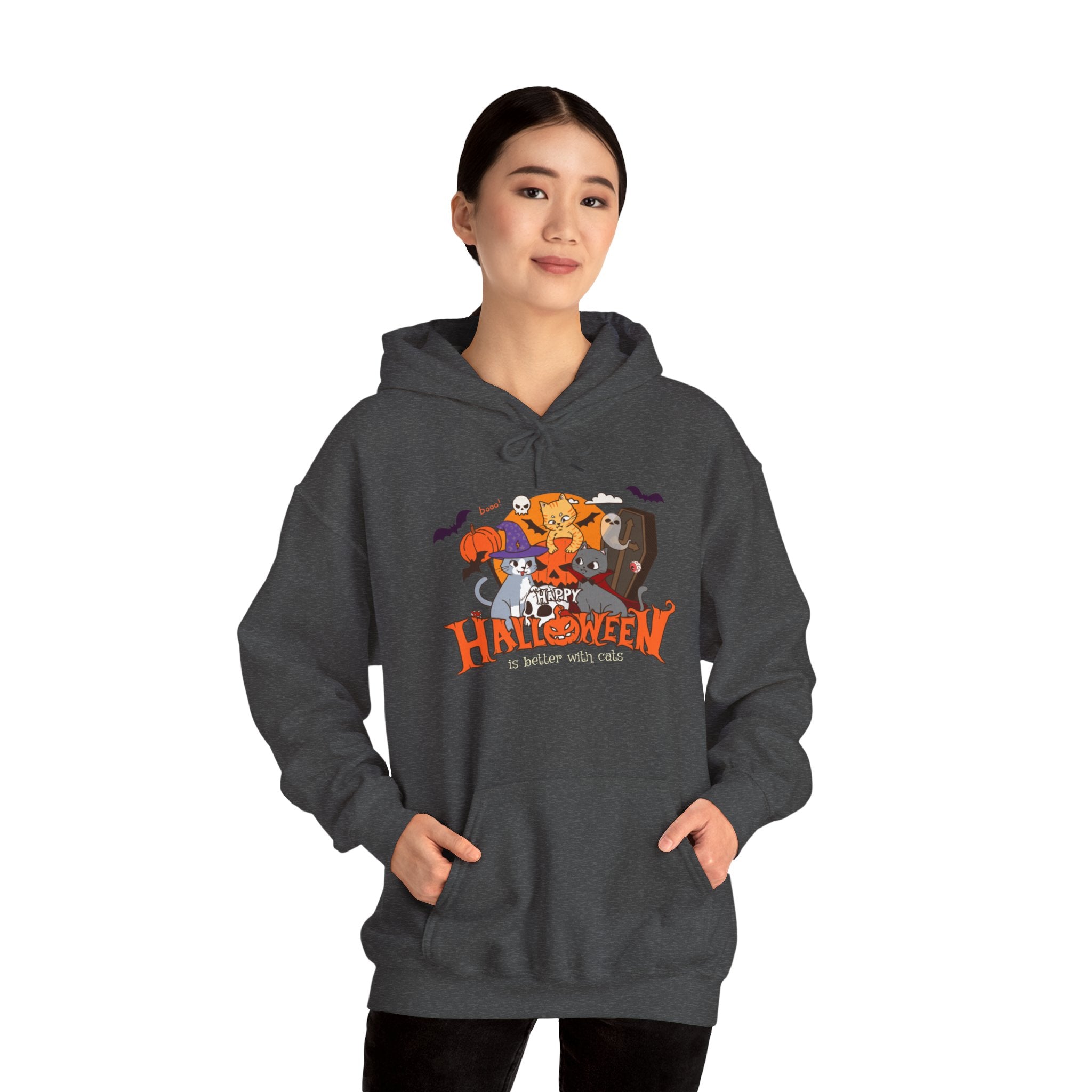 Halloween is Better with Cats | Unisex Heavy Blend Hooded Sweatshirt