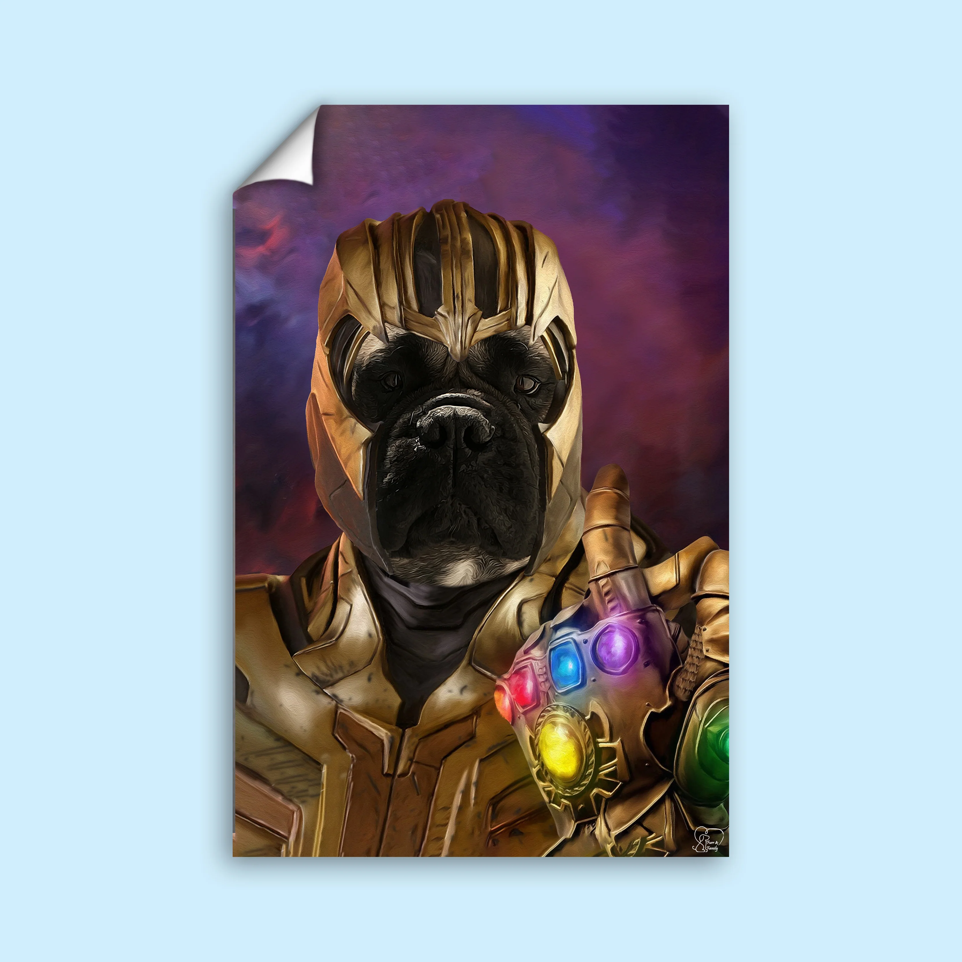 Custom Cat dog Superhero Portrait | Thor-Inspired Custom Pet Portrait Canvas Art