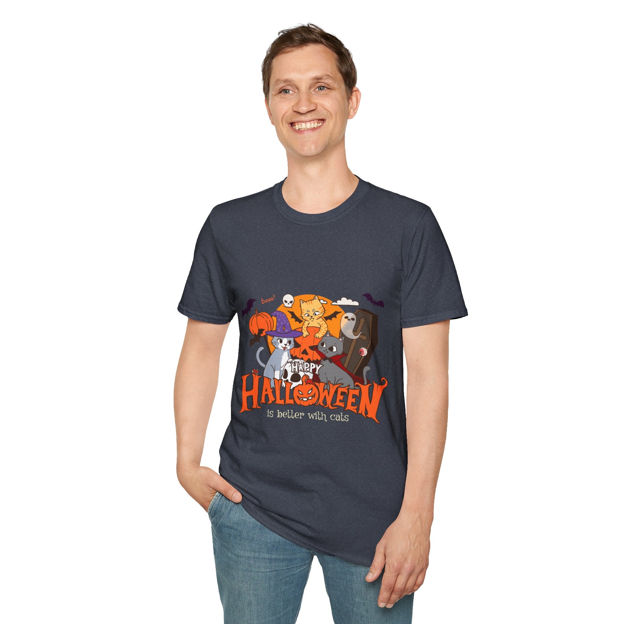 Halloween is Better with Cats | Unisex Softstyle T-Shirt
