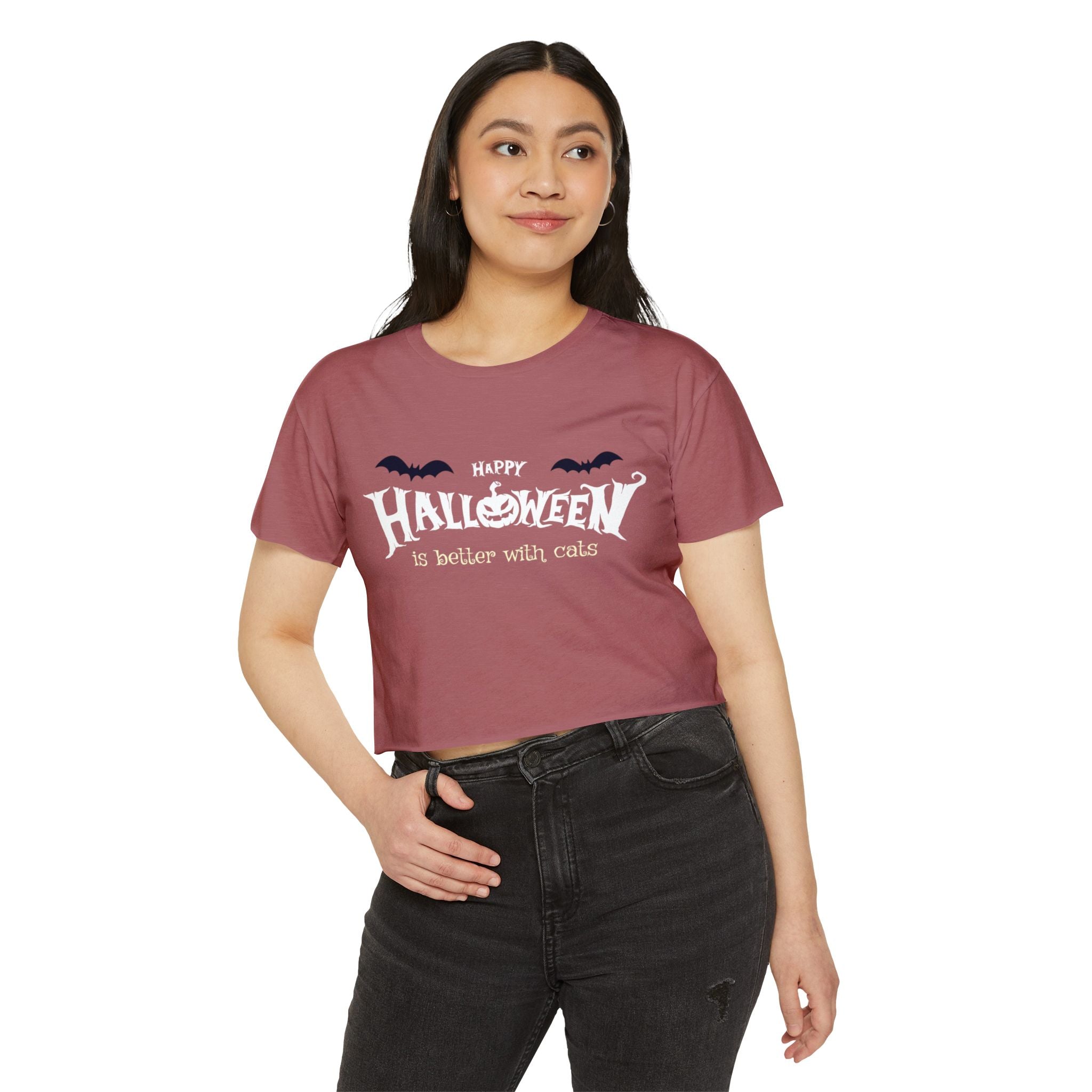 Halloween with Witch's Cats | Women's Festival Crop Top
