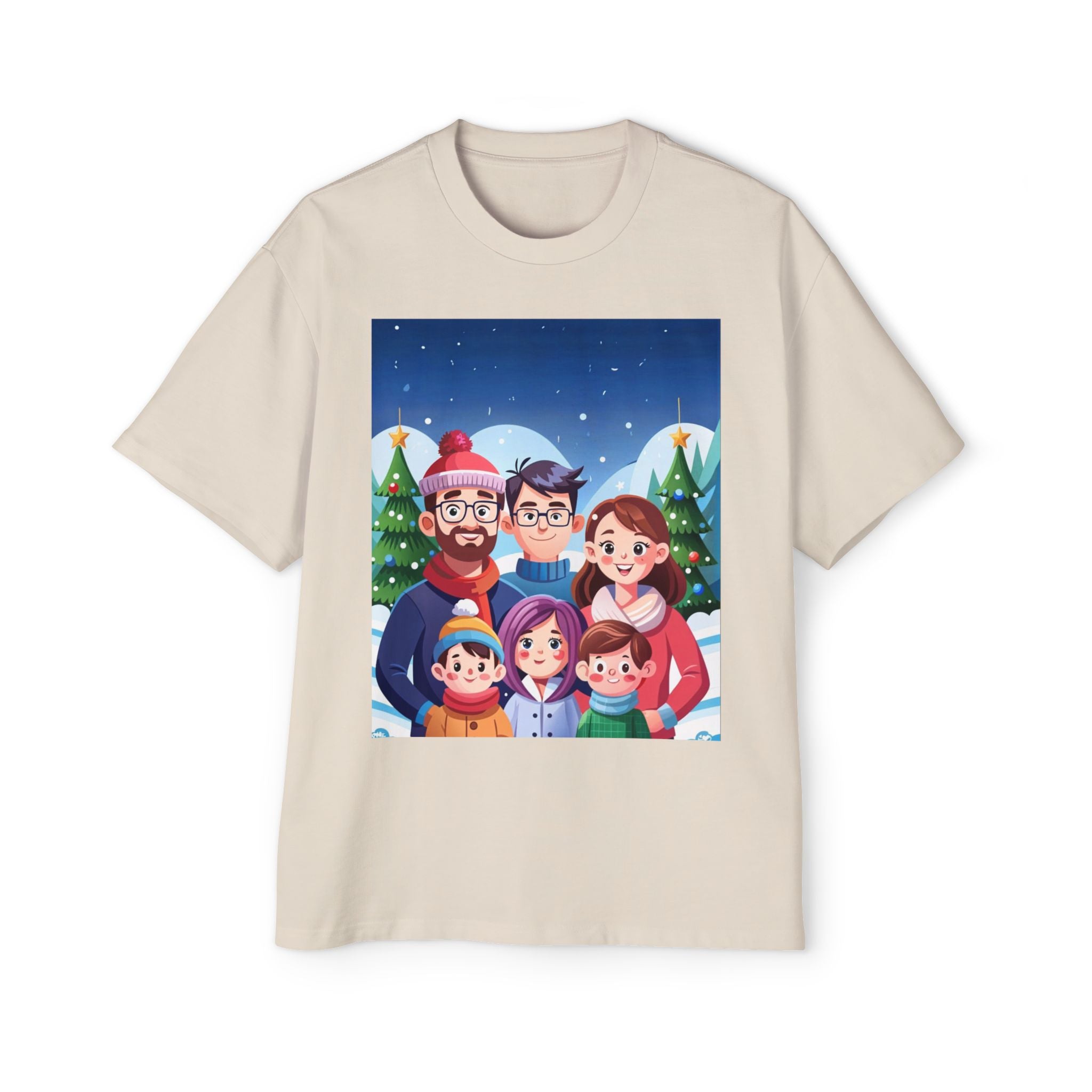 Happy Christmas with Family | Men's Heavy Oversized Tee