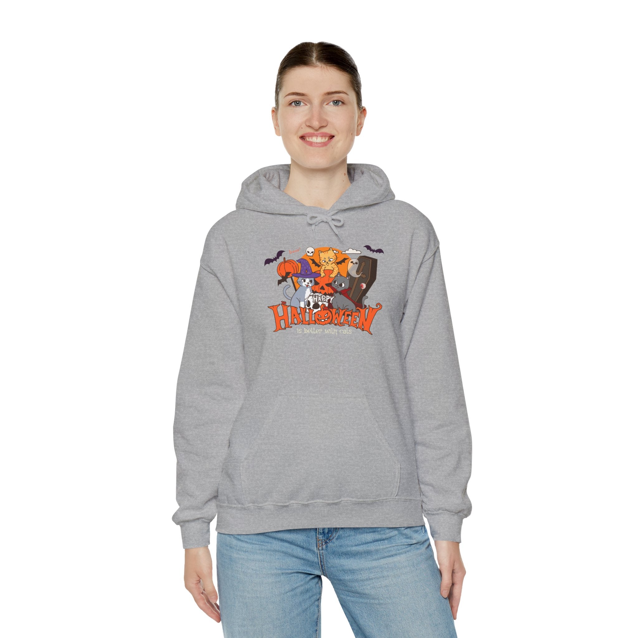 Halloween is Better with Cats | Unisex Heavy Blend Hooded Sweatshirt