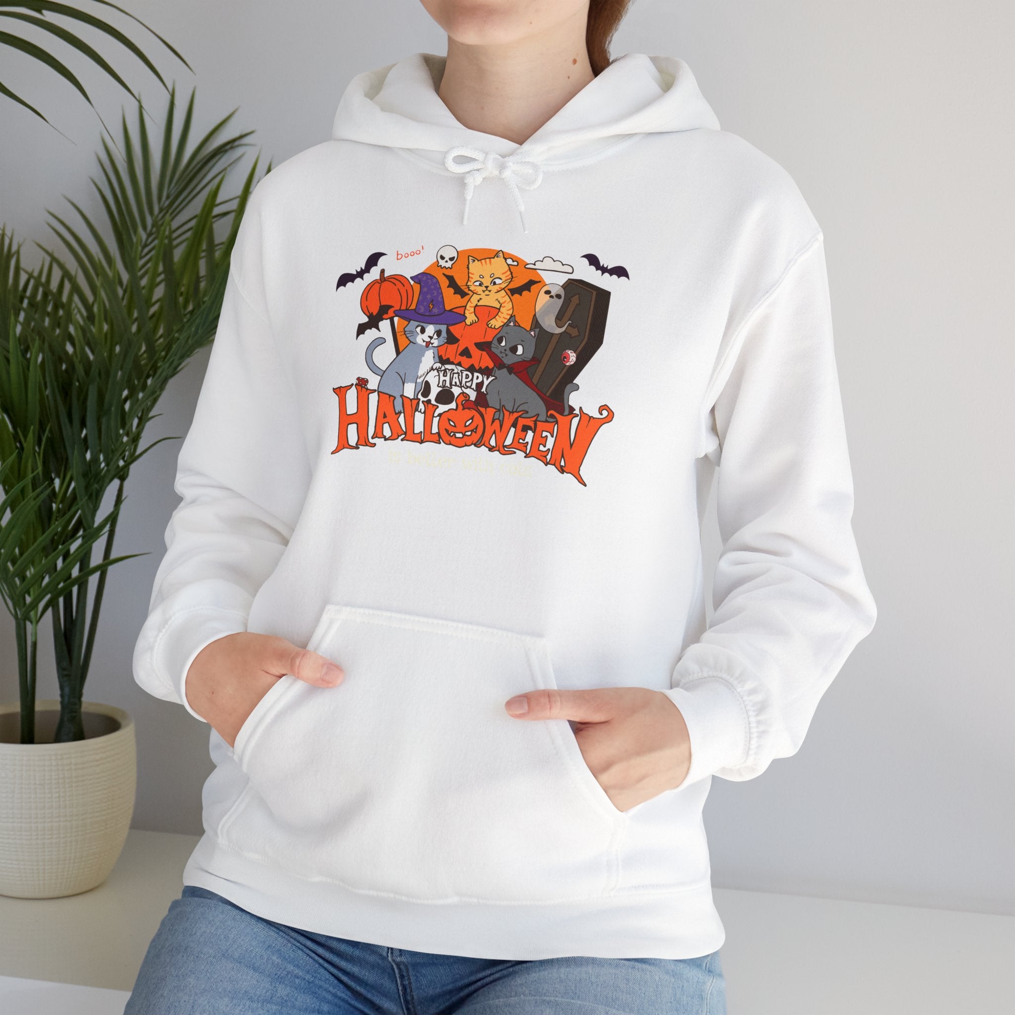 Halloween is Better with Cats | Unisex Heavy Blend Hooded Sweatshirt
