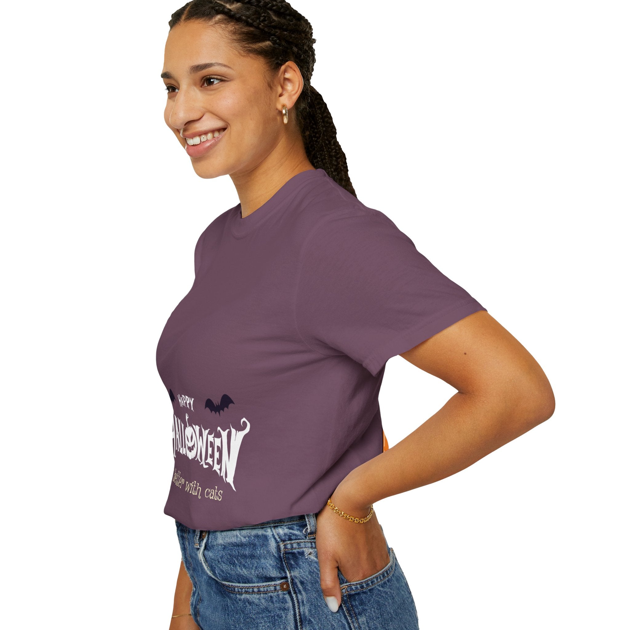 Halloween with Witch's Cats | Unisex Garment-Dyed T-shirt