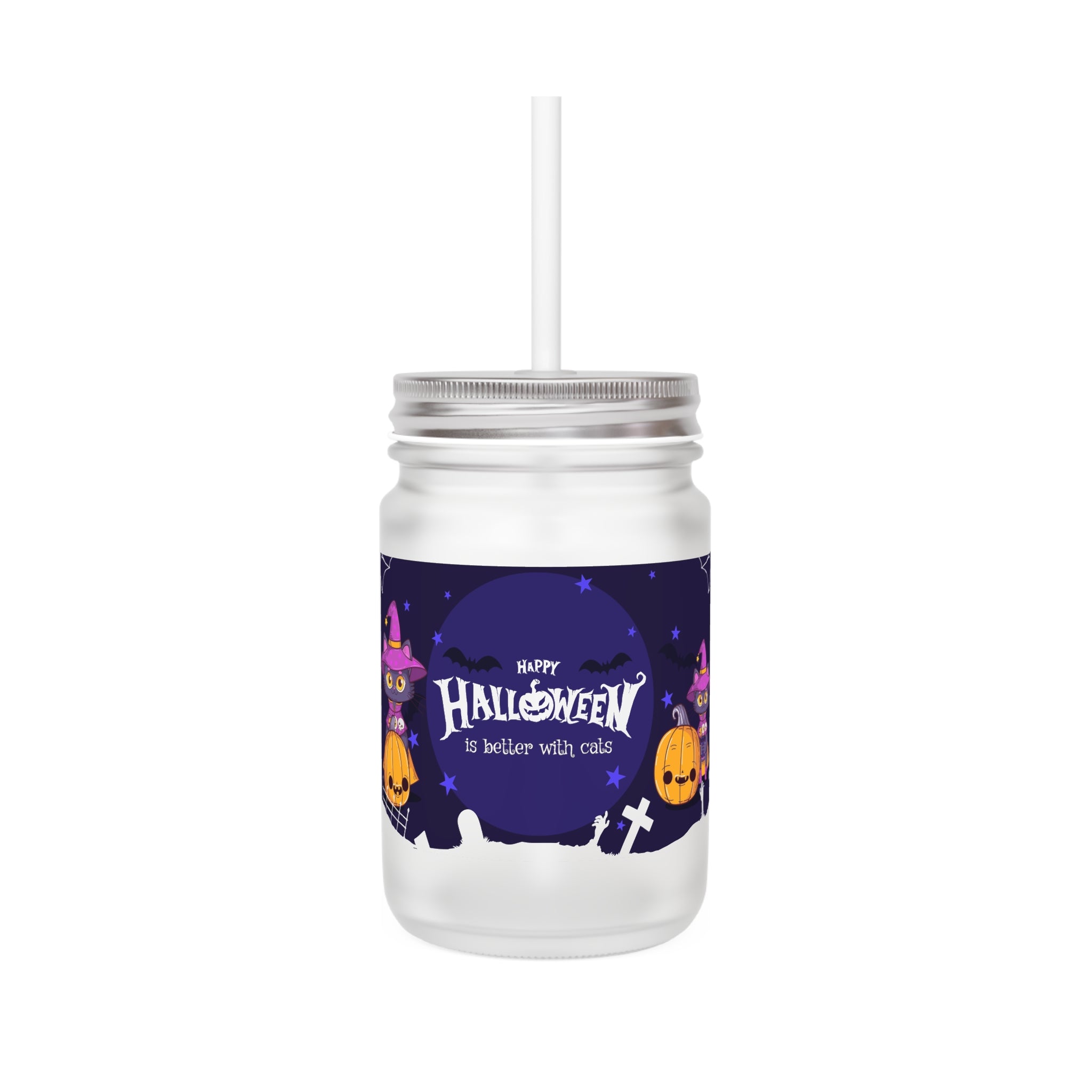 Happy Halloween with Witch's Cats | Mason Jar