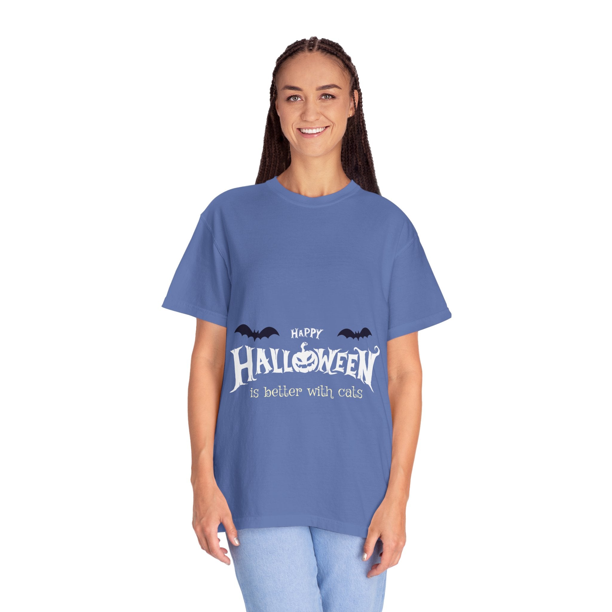 Halloween with Witch's Cats | Unisex Garment-Dyed T-shirt