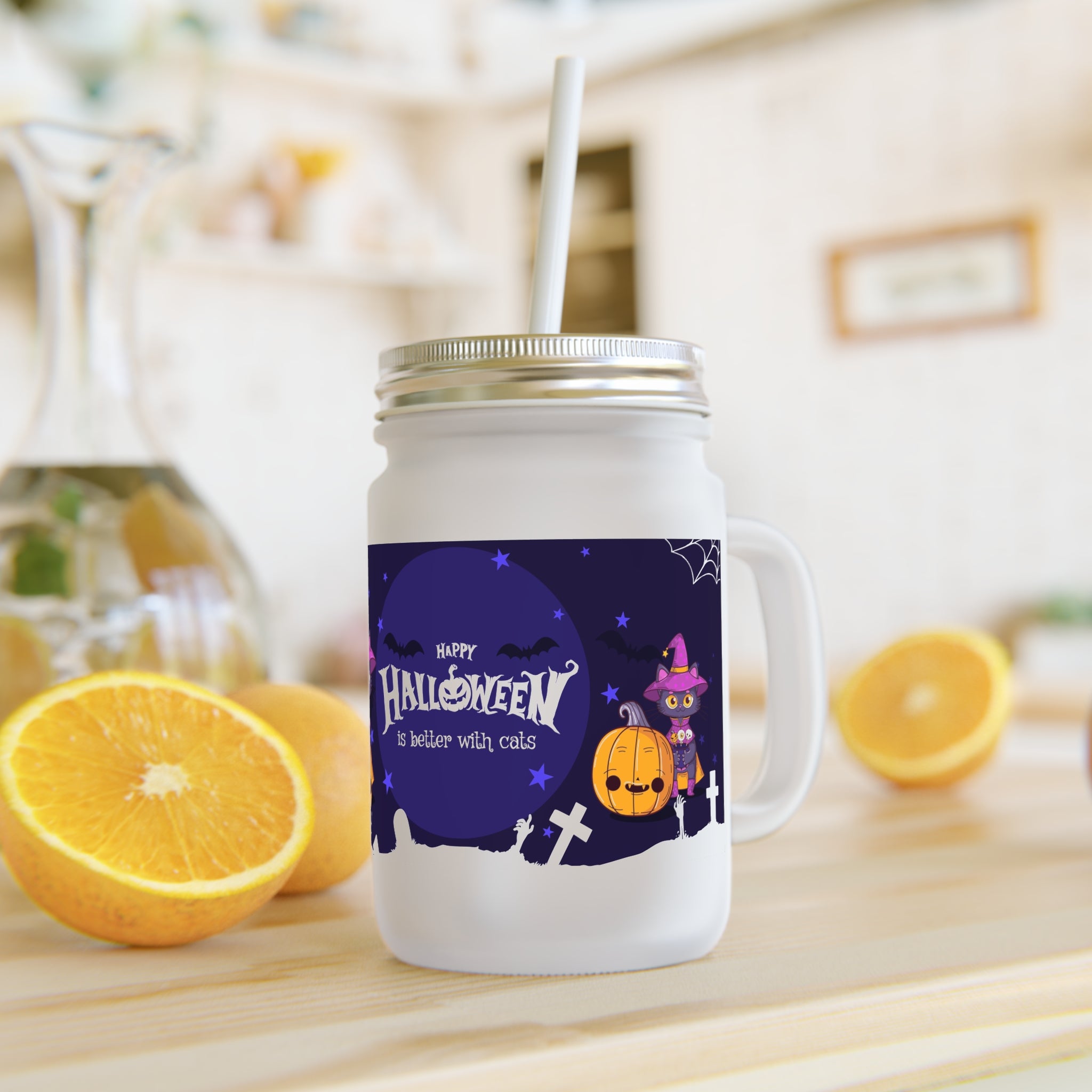 Happy Halloween with Witch's Cats | Mason Jar