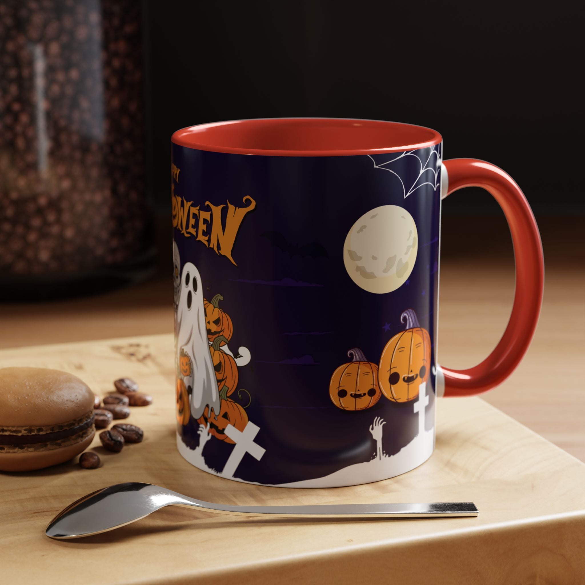 Happy Halloween with Skeleton | Accent Coffee Mug