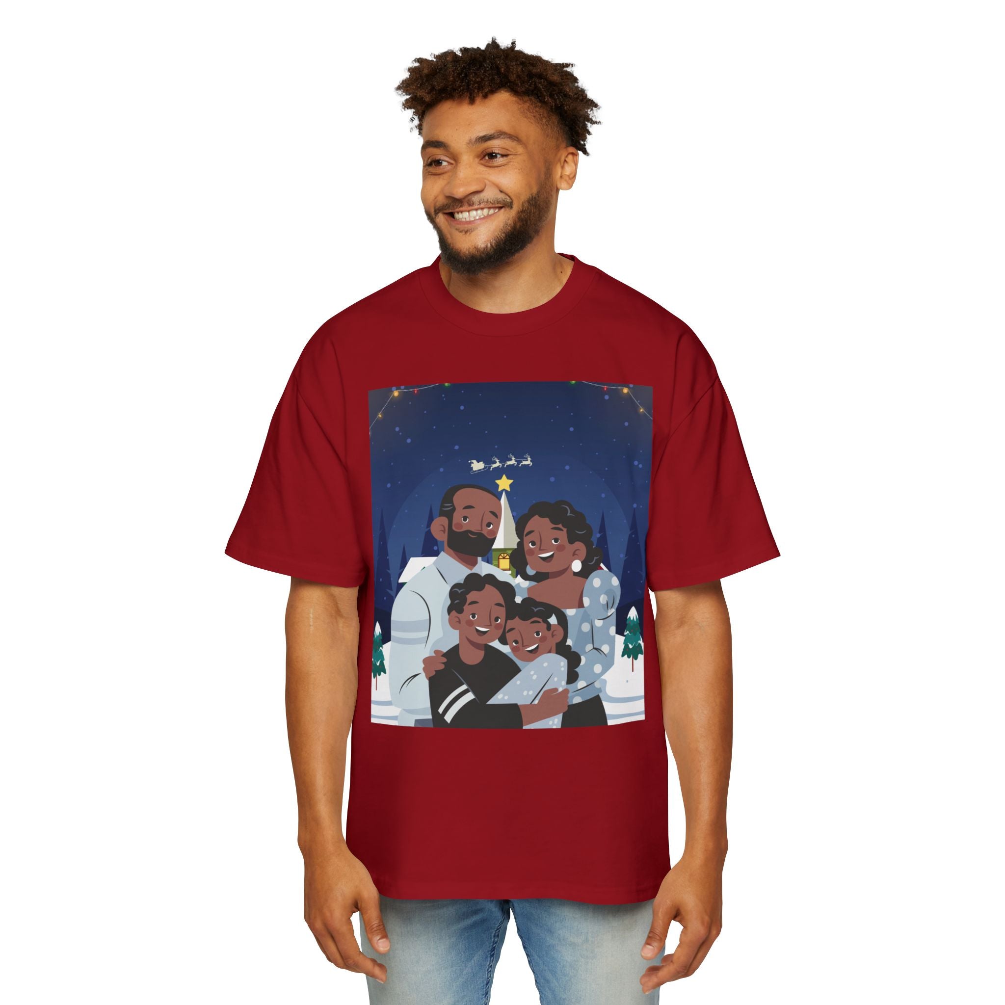 Happy Christmas Family | Men's Heavy Oversized Tee