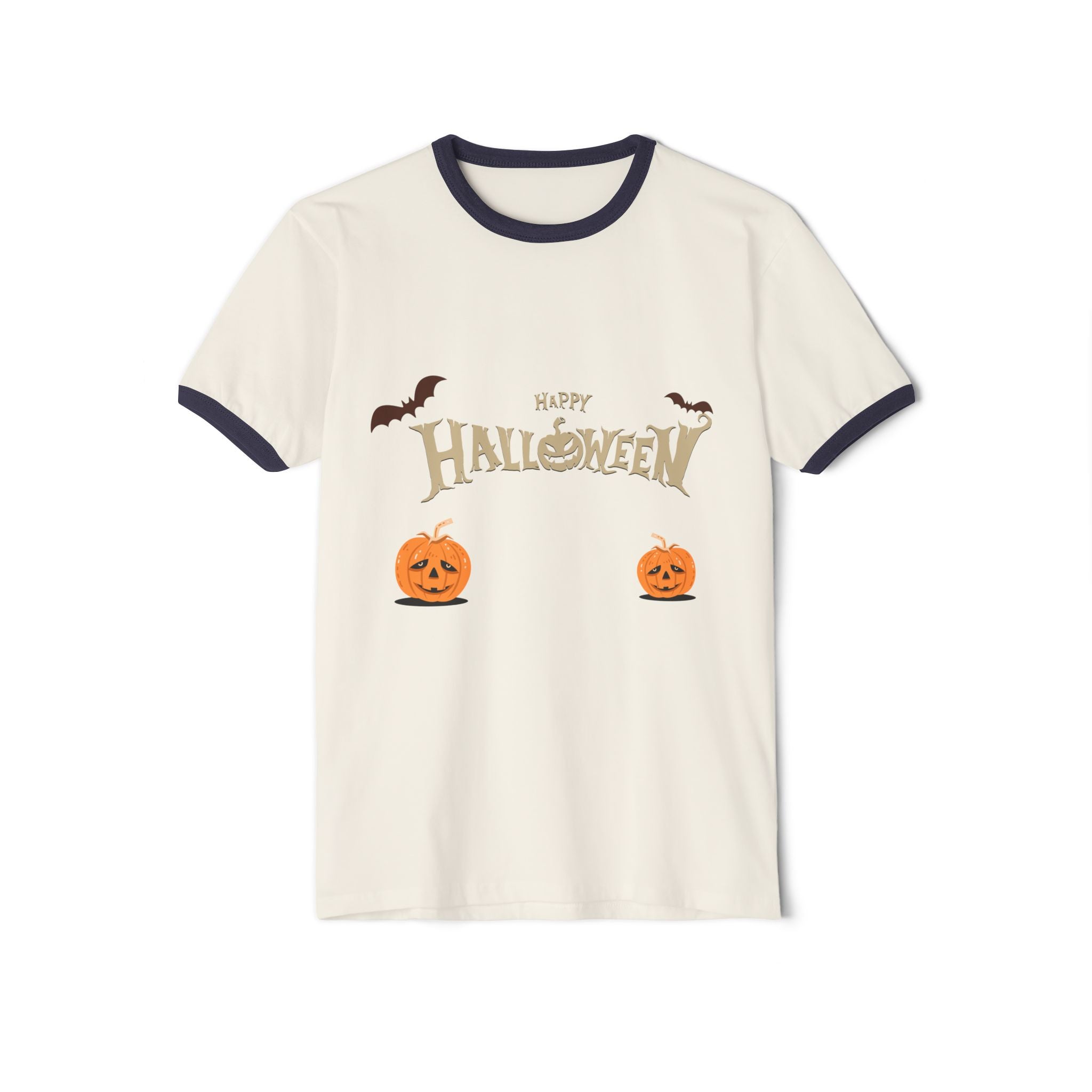 Halloween with Pumpkins | Unisex Cotton Ringer T-Shirt